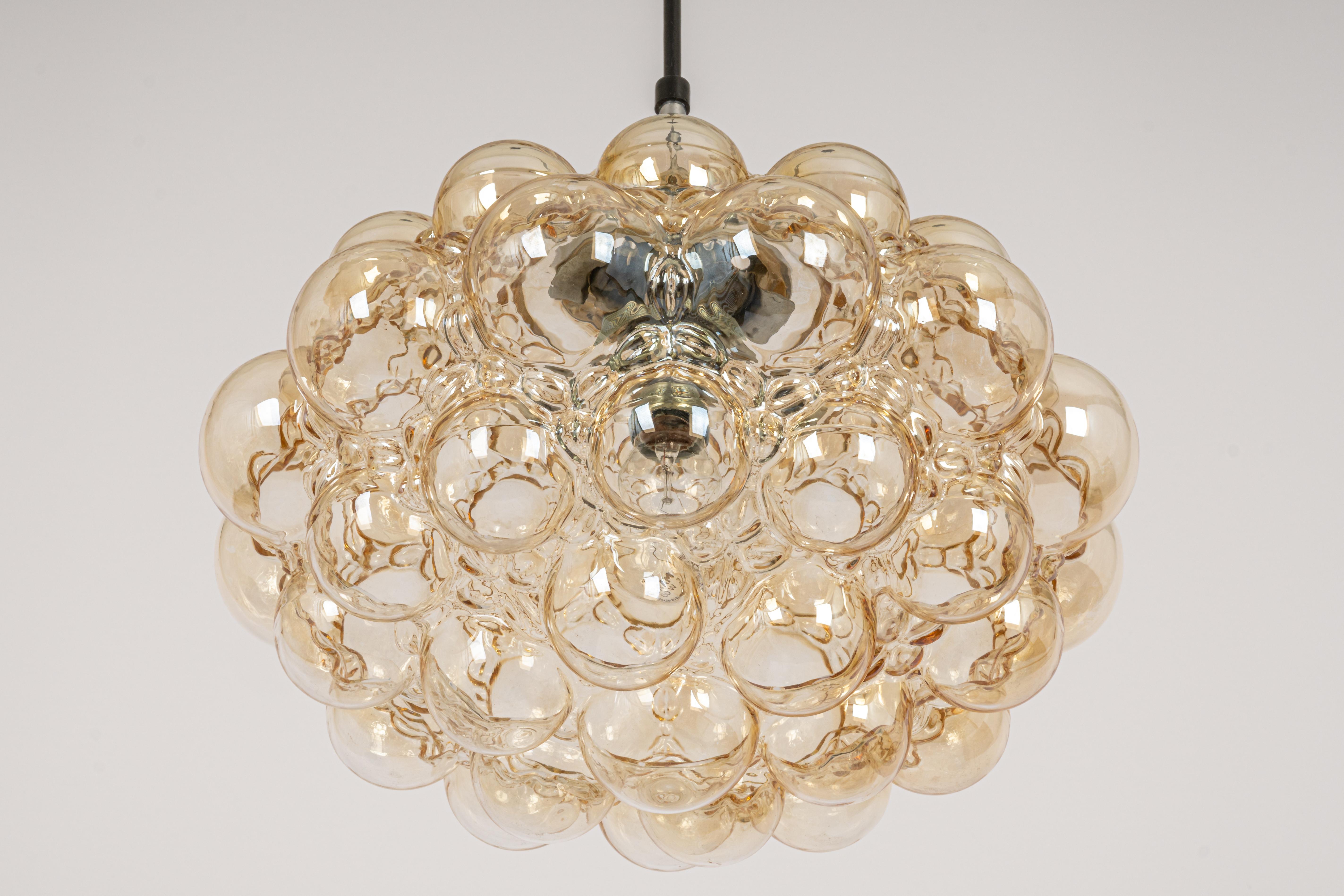 Mid-Century Modern Large Amber Bubble Glass Pendant by Helena Tynell for Limburg, Germany, 1970s