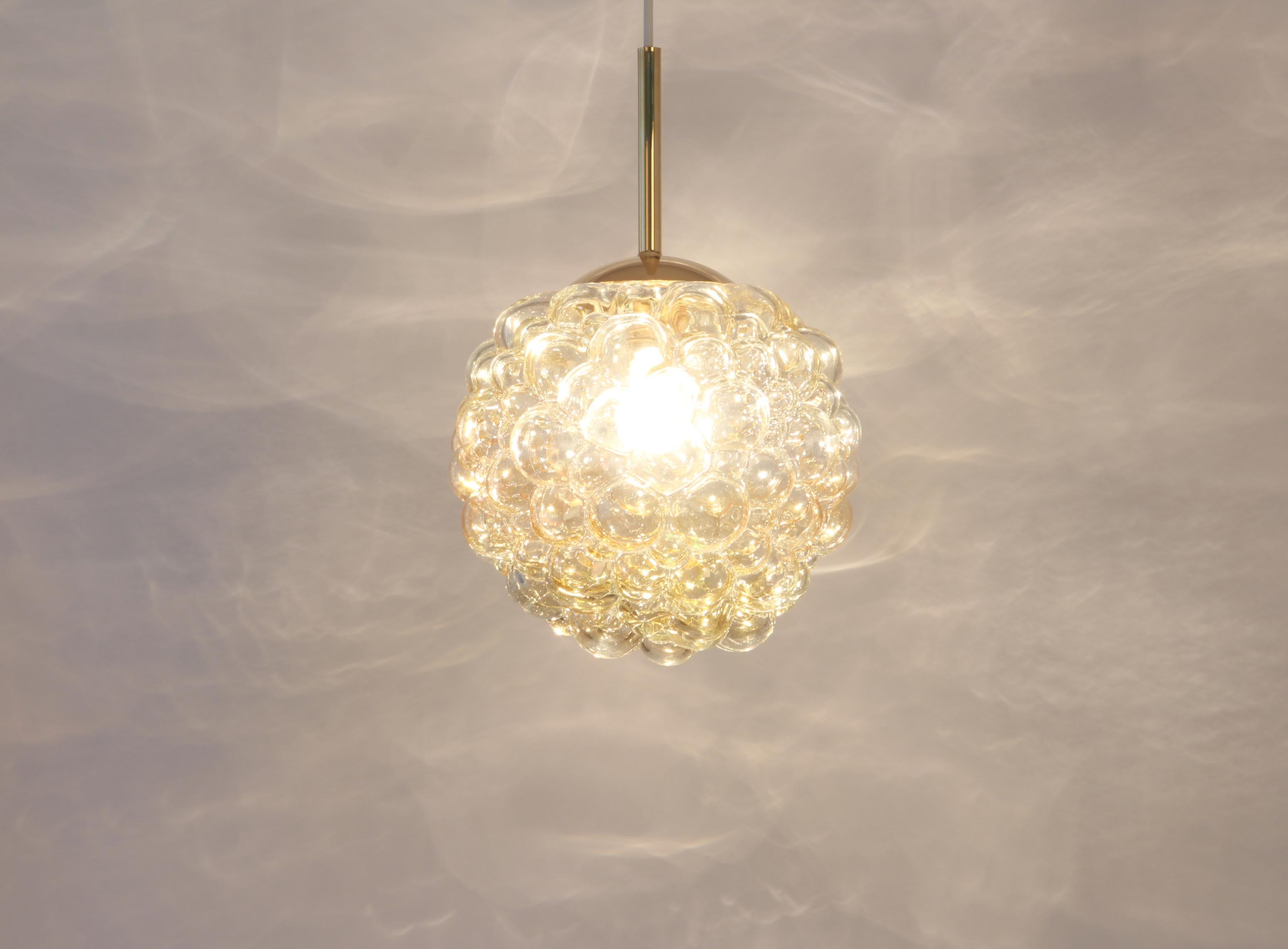 Late 20th Century Large Amber Bubble Glass Pendant by Helena Tynell for Limburg, Germany, 1970s