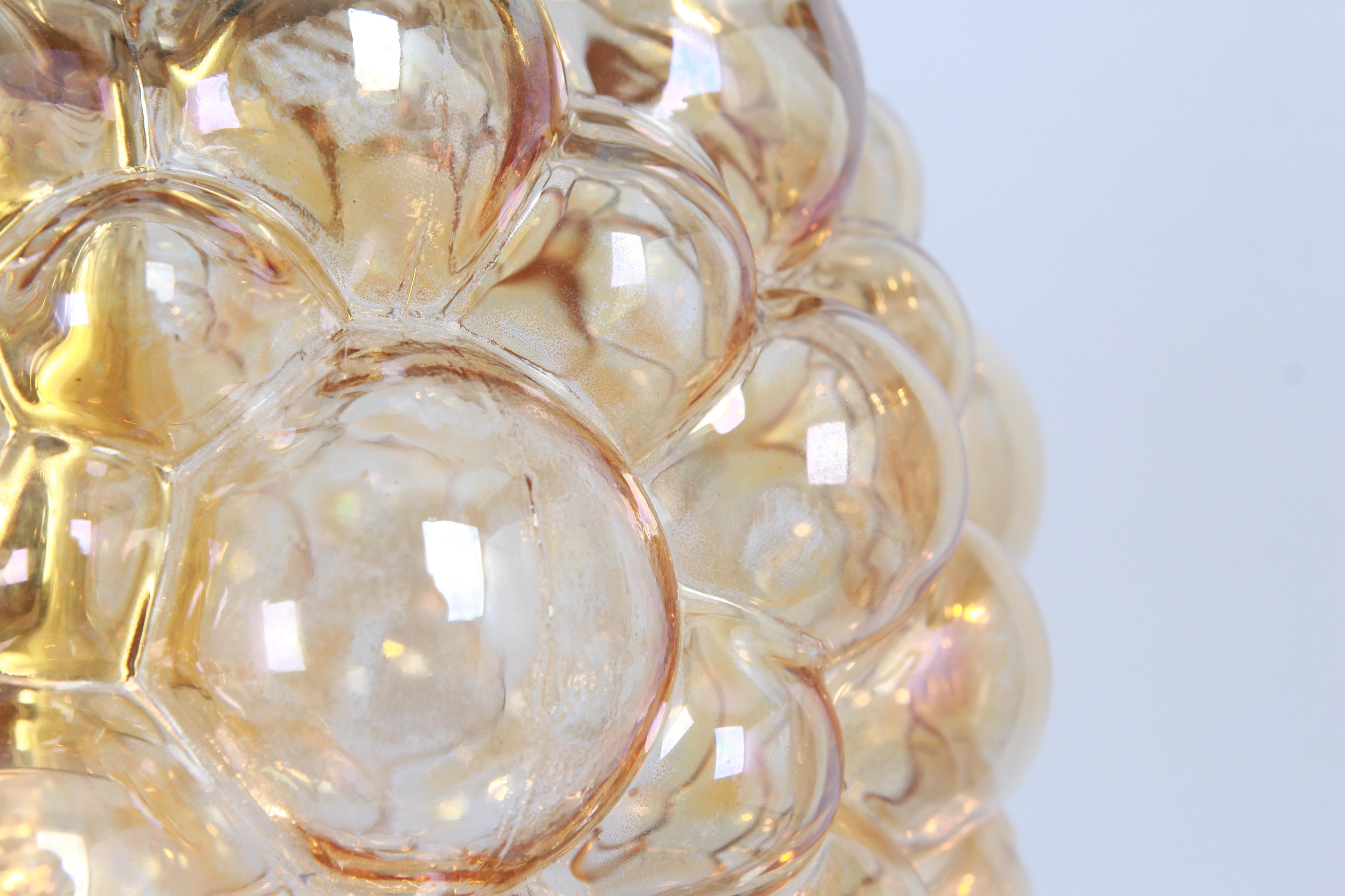 Late 20th Century Large Amber Bubble Glass Pendant by Helena Tynell for Limburg, Germany, 1970s For Sale