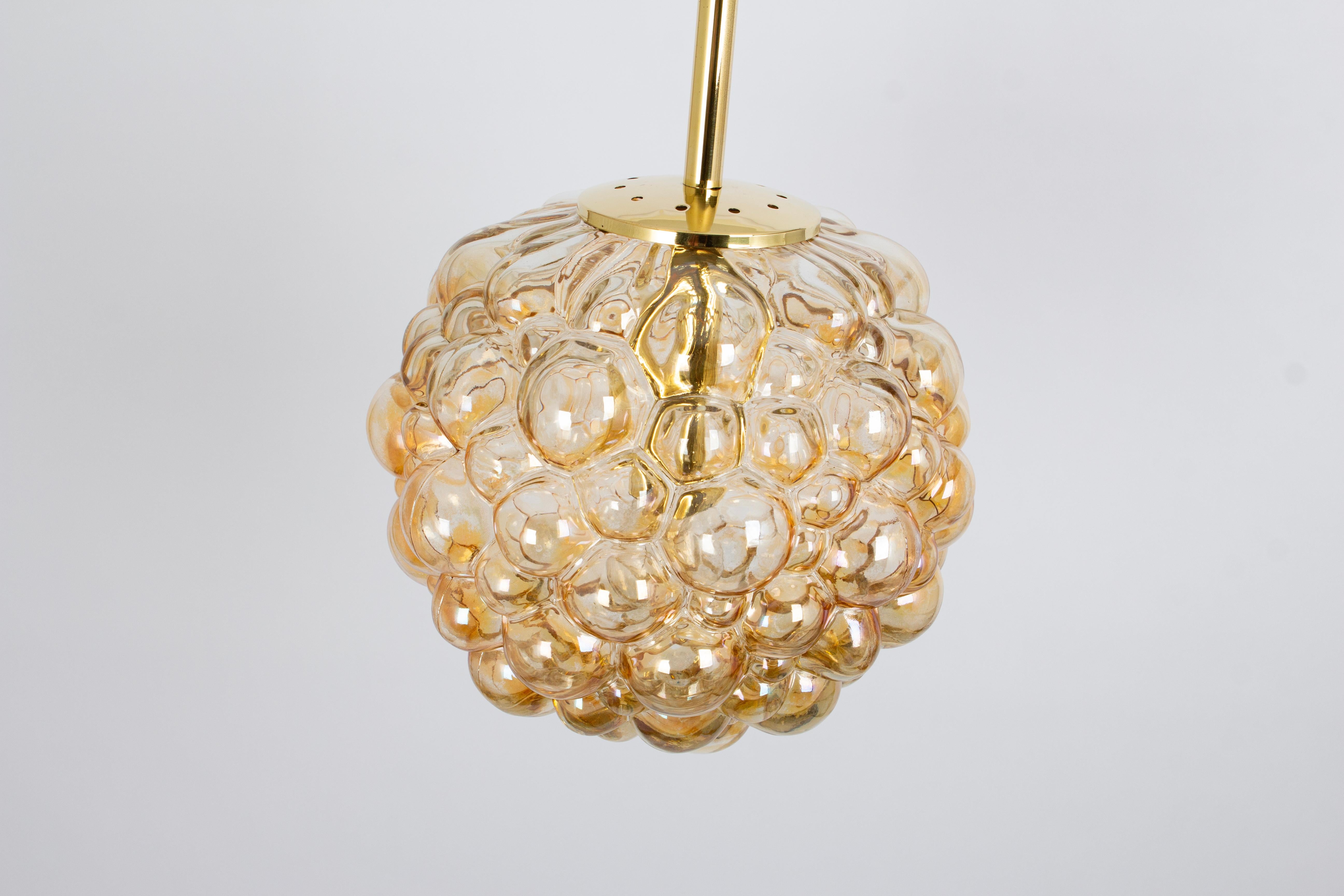 Smoked Glass Large Amber Bubble Glass Pendant by Helena Tynell for Limburg, Germany, 1970s For Sale