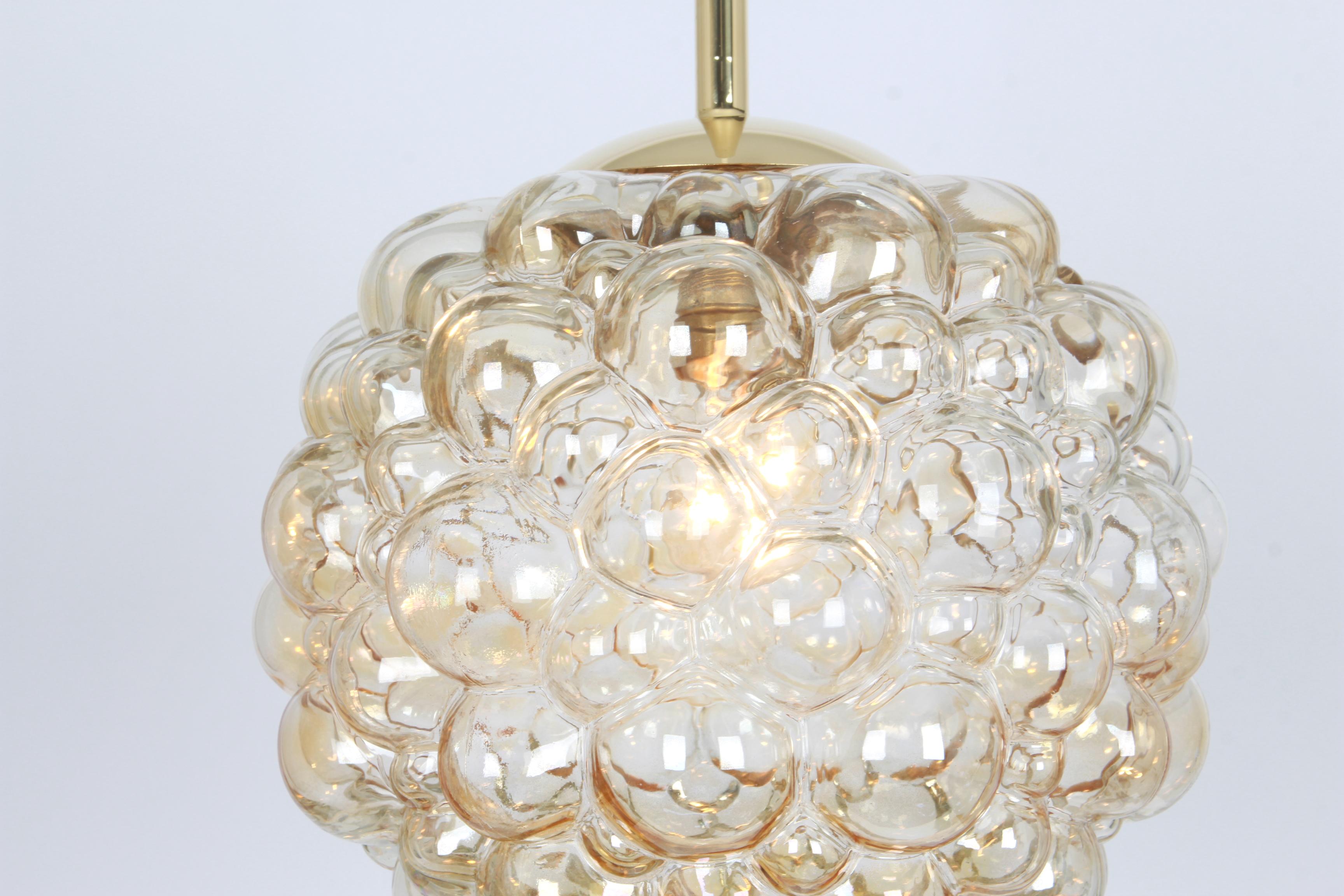 Large Amber Bubble Glass Pendant by Helena Tynell for Limburg, Germany, 1970s 1