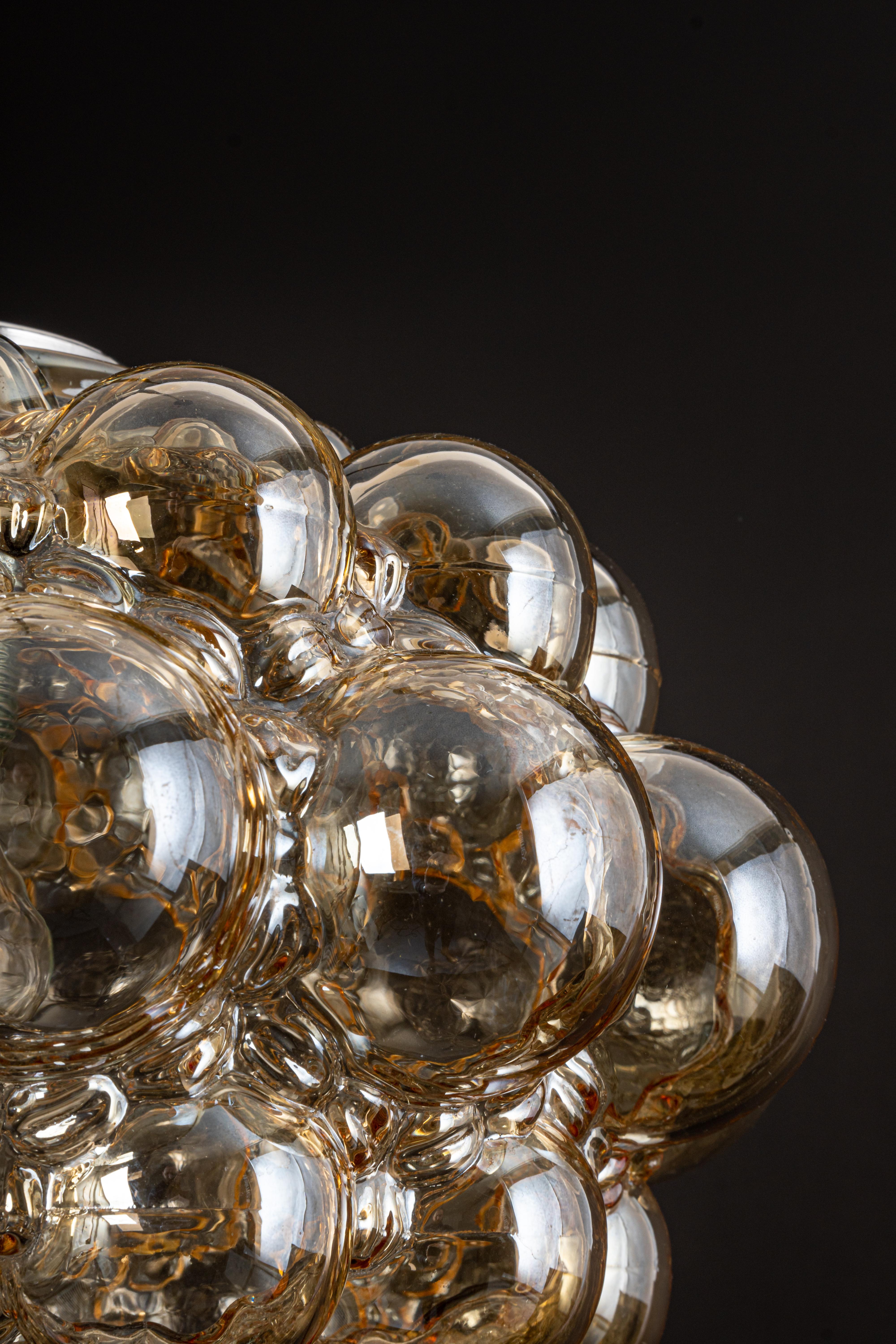 Large Amber Bubble Glass Pendant by Helena Tynell for Limburg, Germany, 1970s 1