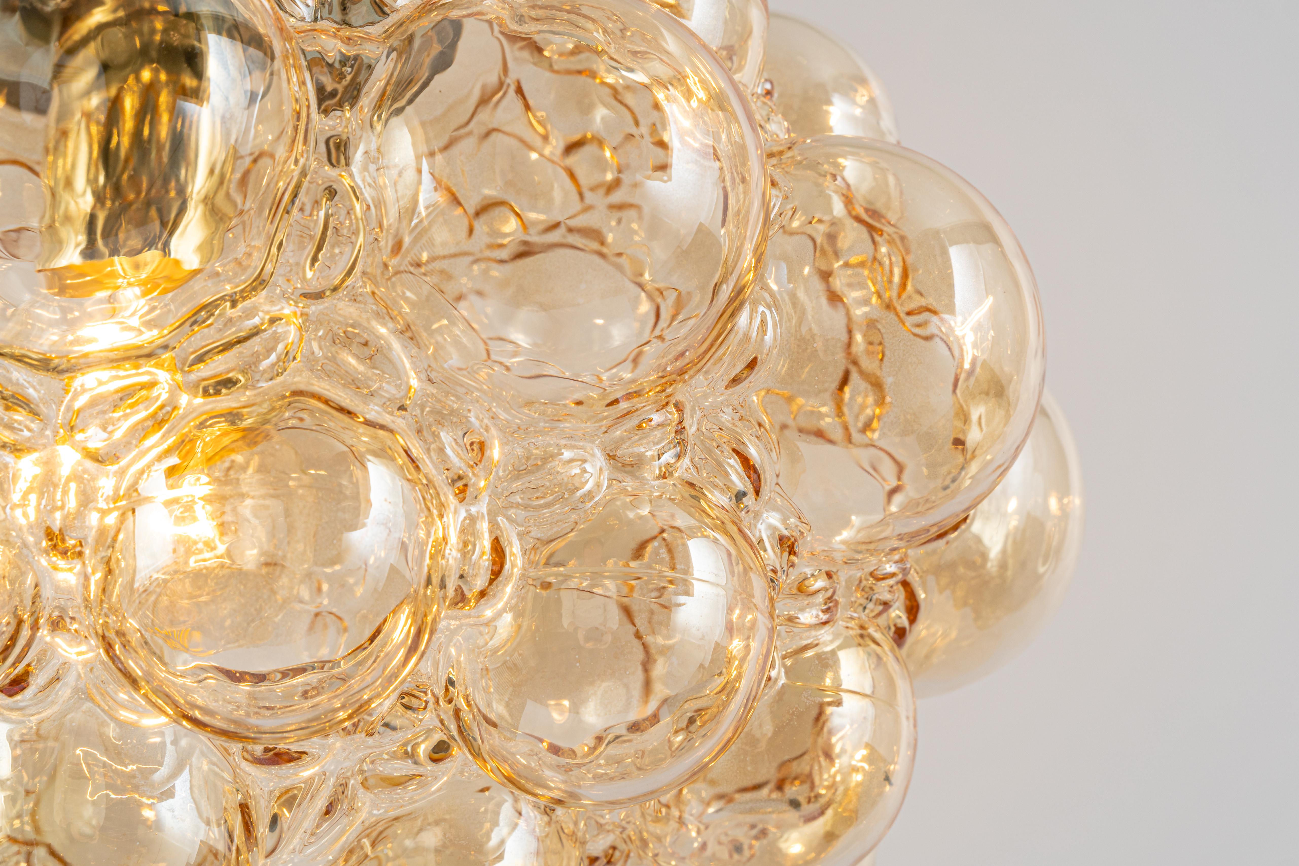 Large Amber Bubble Glass Pendant by Helena Tynell for Limburg, Germany, 1970s 1