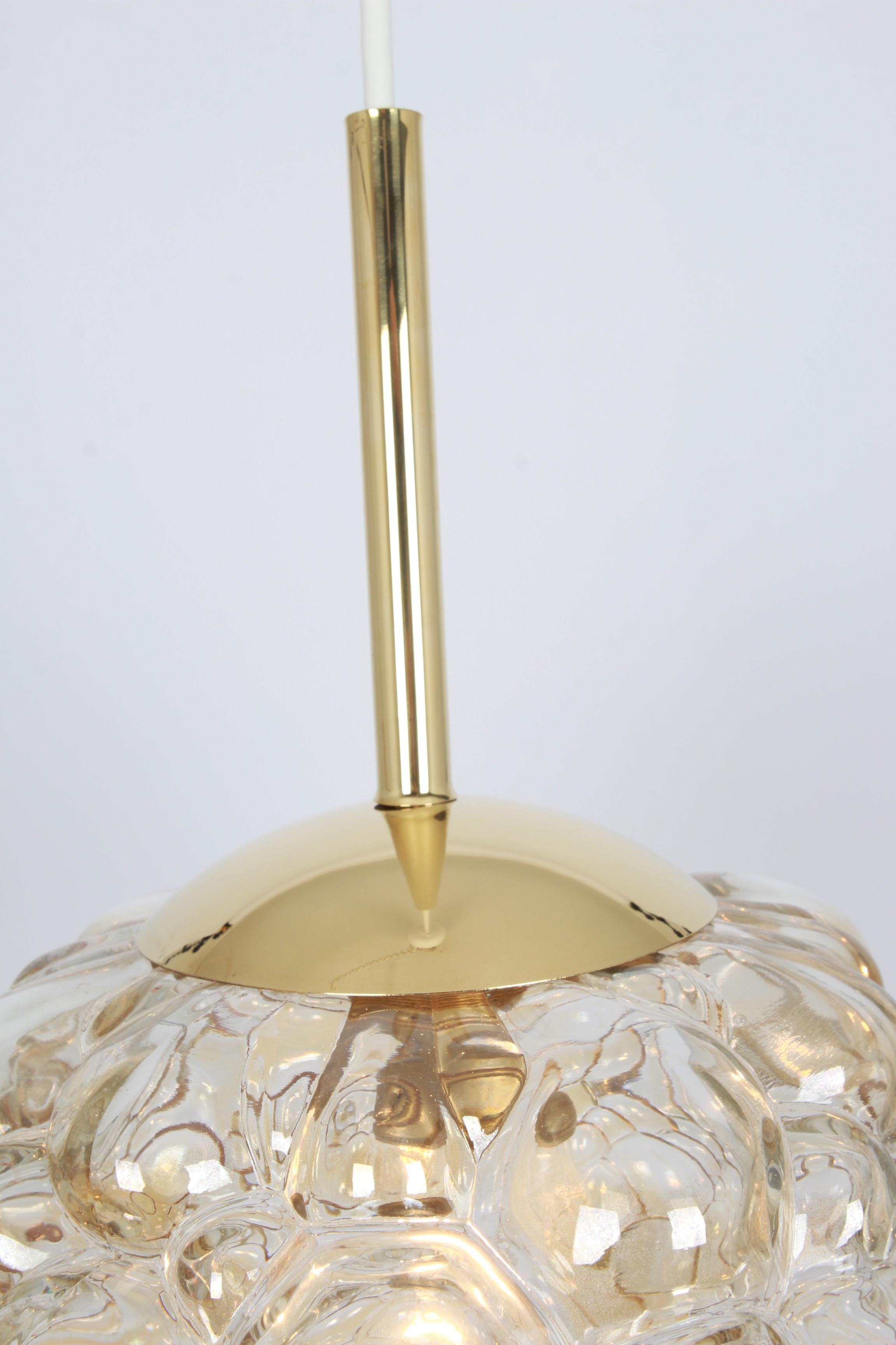 Large Amber Bubble Glass Pendant by Helena Tynell for Limburg, Germany, 1970s 2