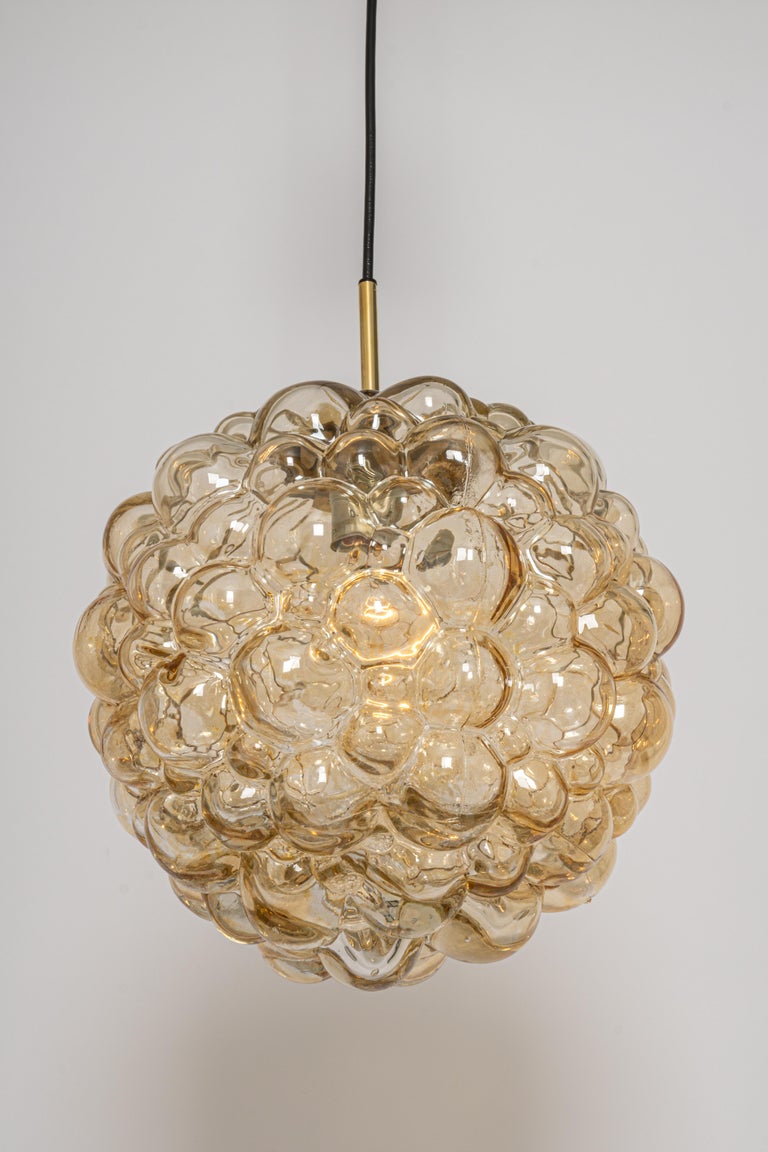 Large Amber Bubble Glass Pendant by Helena Tynell for Limburg, Germany, 1970s For Sale 2