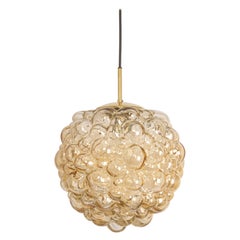 Large Amber Bubble Glass Pendant by Helena Tynell for Limburg, Germany, 1970s