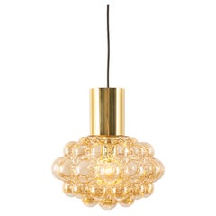 Large Amber Bubble Glass Pendant by Helena Tynell for Limburg, Germany, 1970s