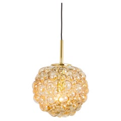Large Amber Bubble Glass Pendant by Helena Tynell for Limburg, Germany, 1970s