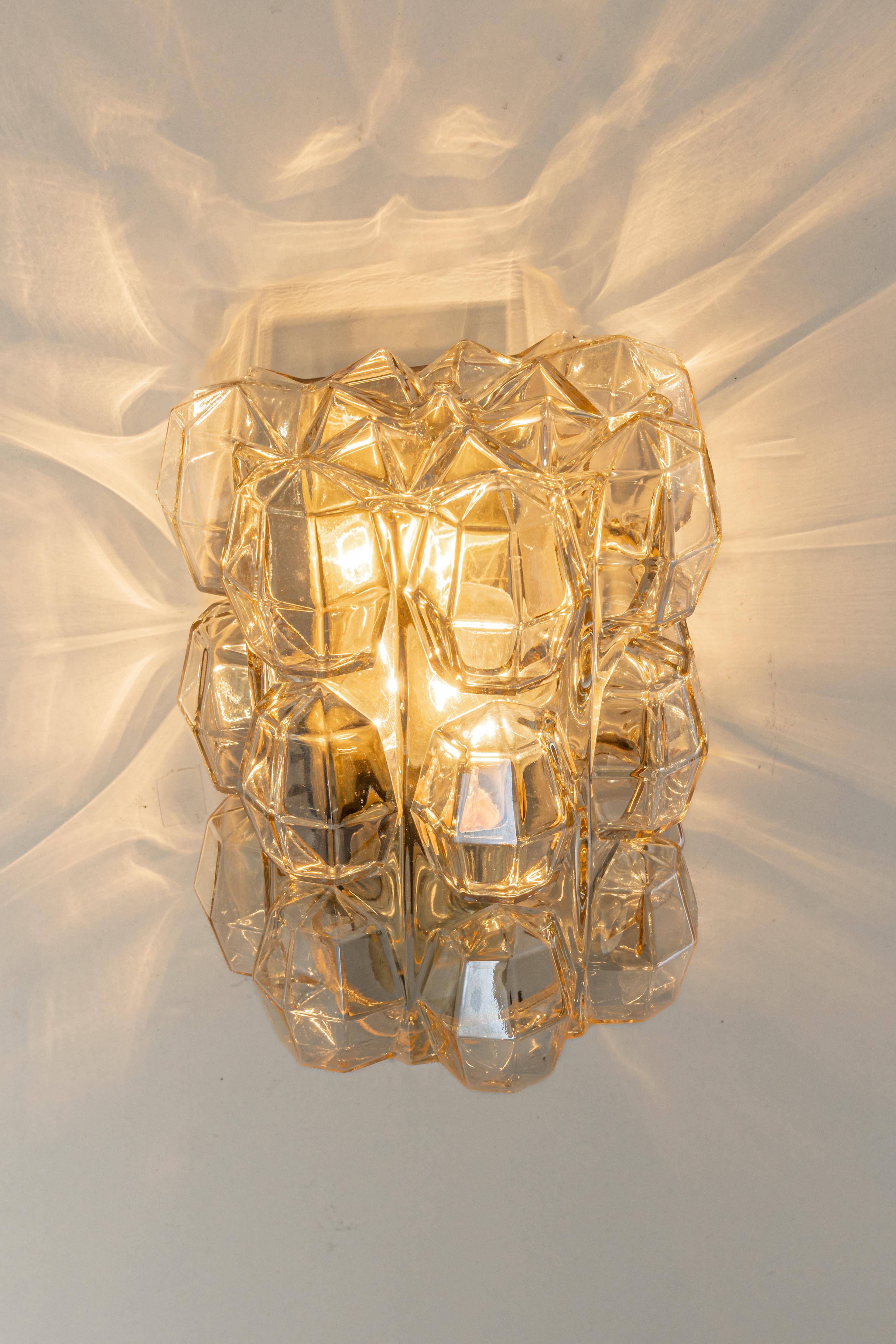 Large Amber Bubble Glass Sconce by Helena Tynell, Limburg, Germany For Sale 4