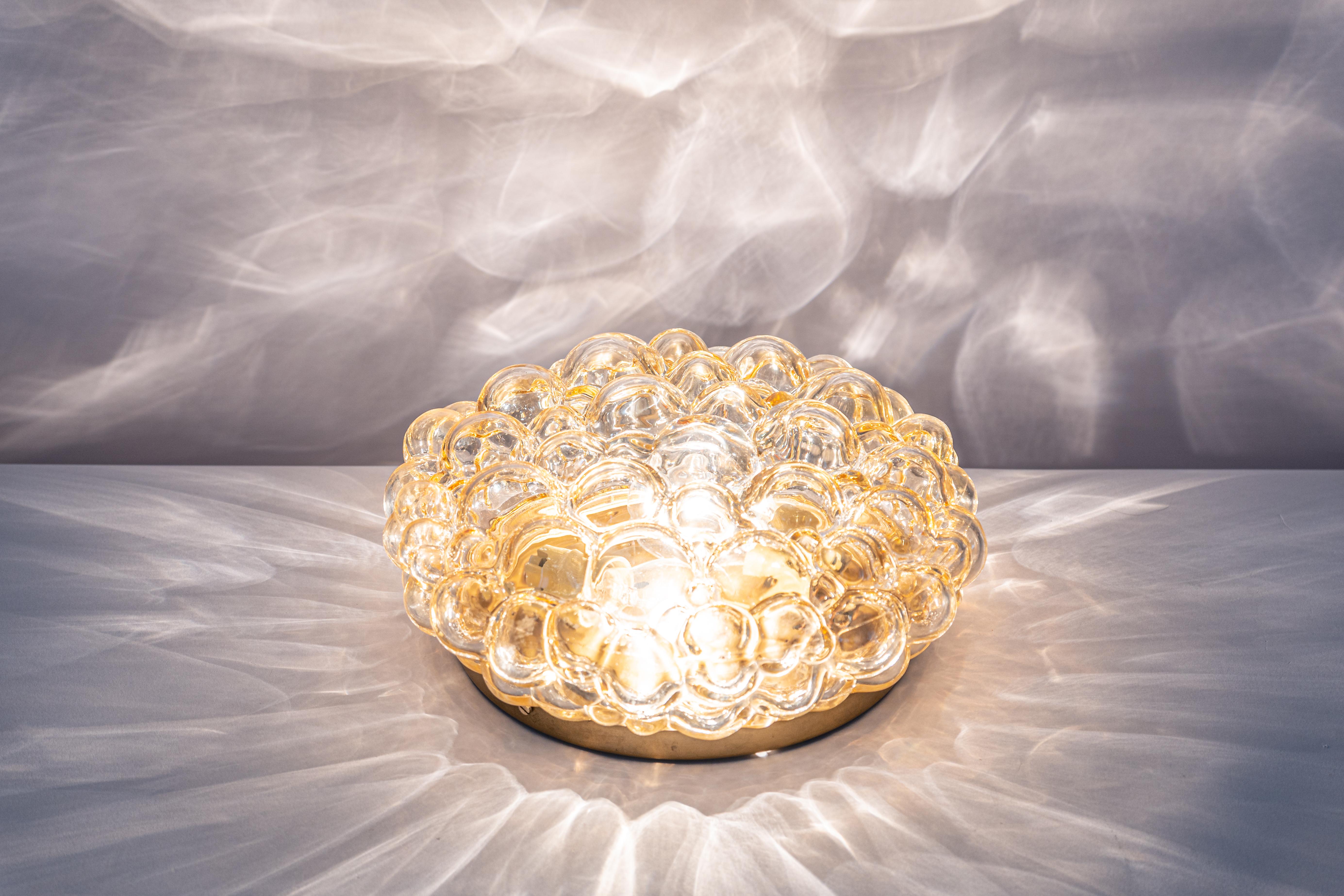 1 of 3 Large Amber Bubble Glass Sconce by Helena Tynell, Limburg, Germany For Sale 2