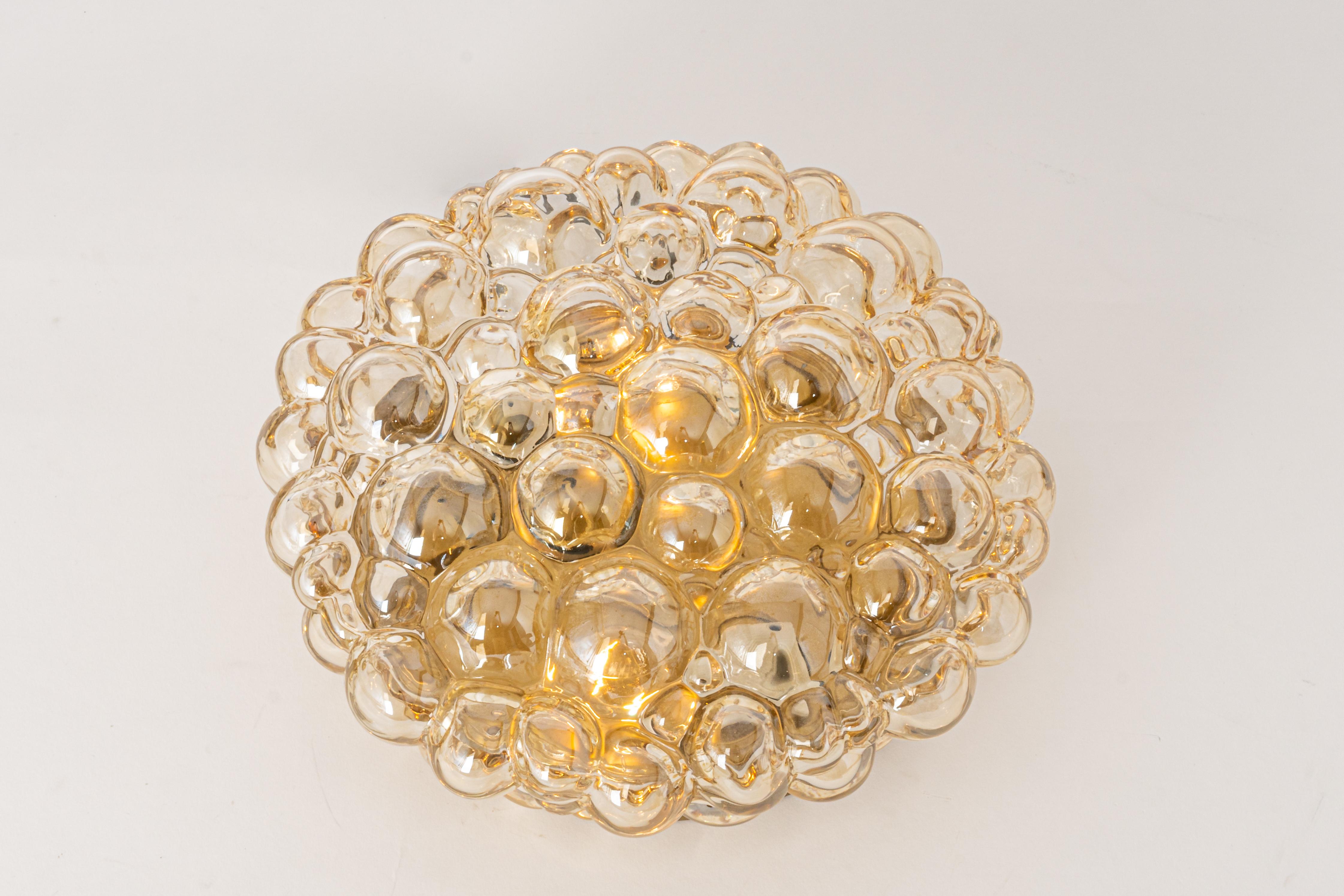 1 of 3 Large Amber Bubble Glass Sconce by Helena Tynell, Limburg, Germany For Sale 9
