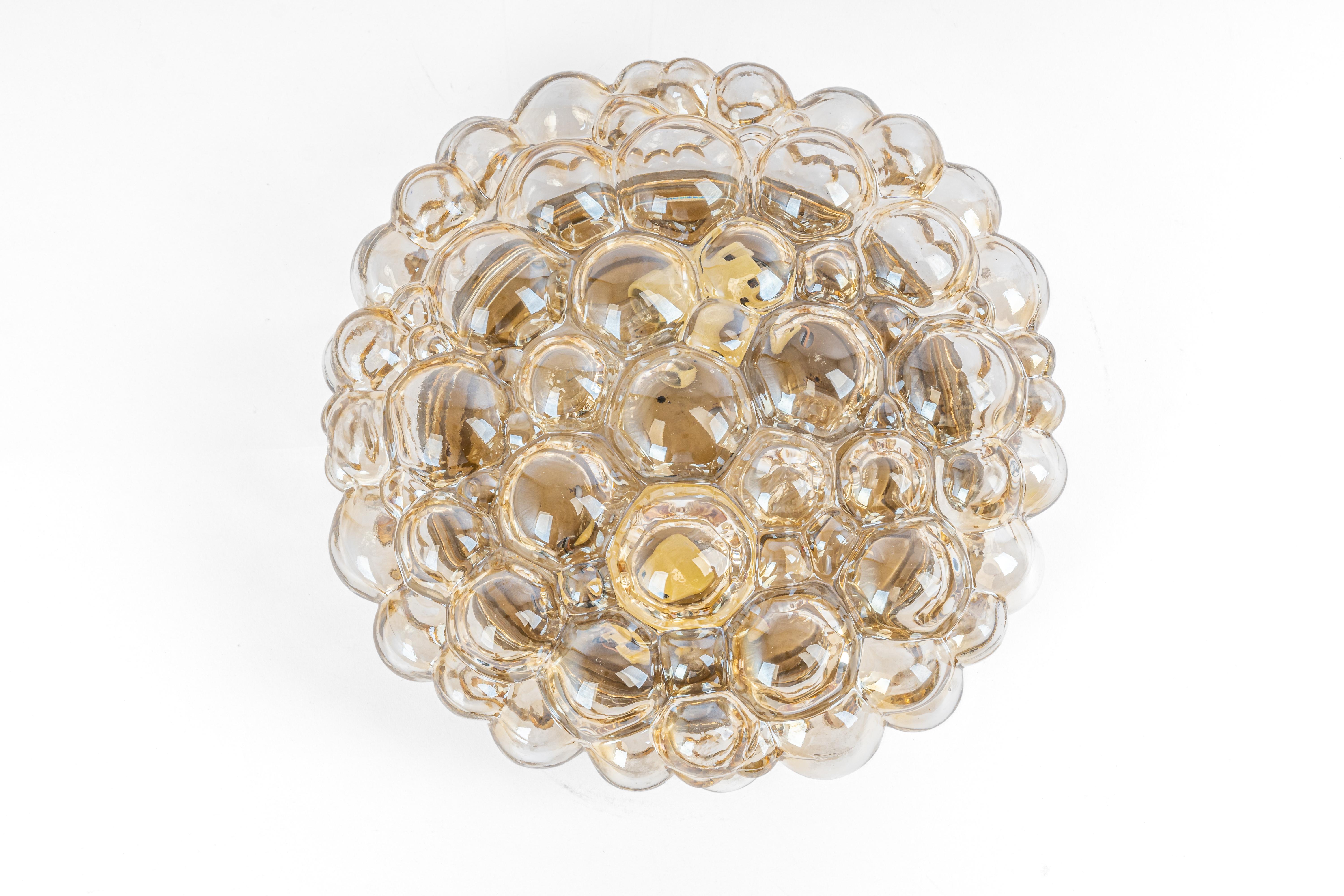 Mid-20th Century 1 of 3 Large Amber Bubble Glass Sconce by Helena Tynell, Limburg, Germany For Sale
