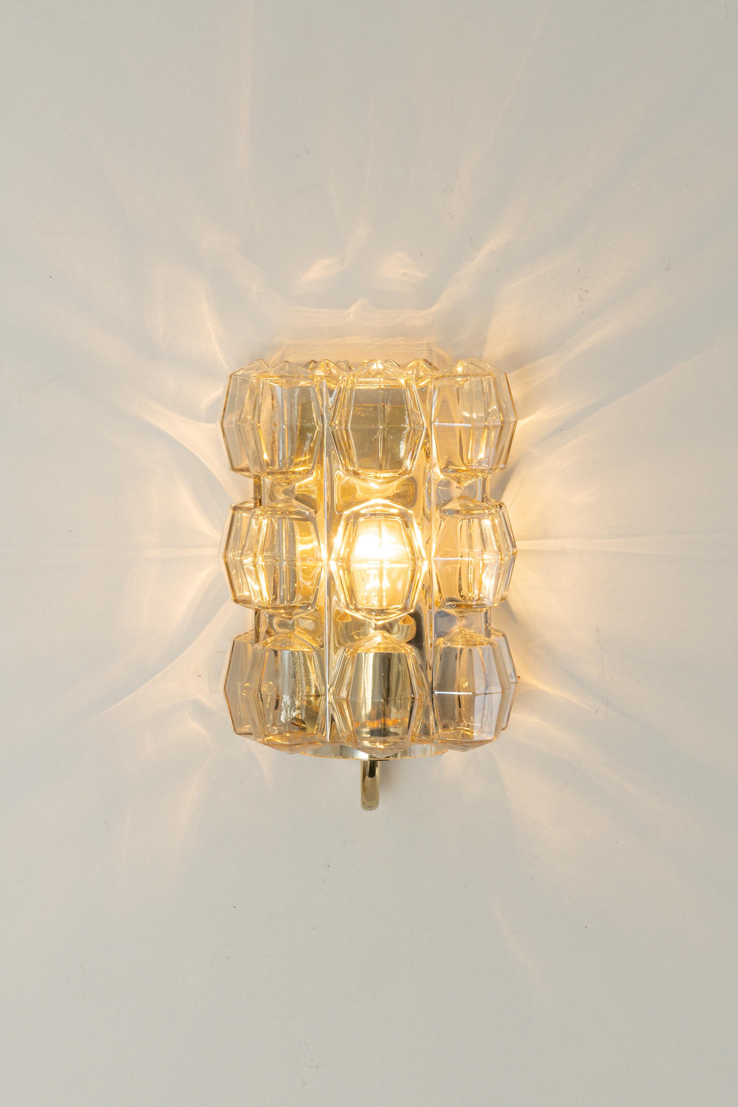 Brass Large Amber Bubble Glass Sconce by Helena Tynell, Limburg, Germany For Sale