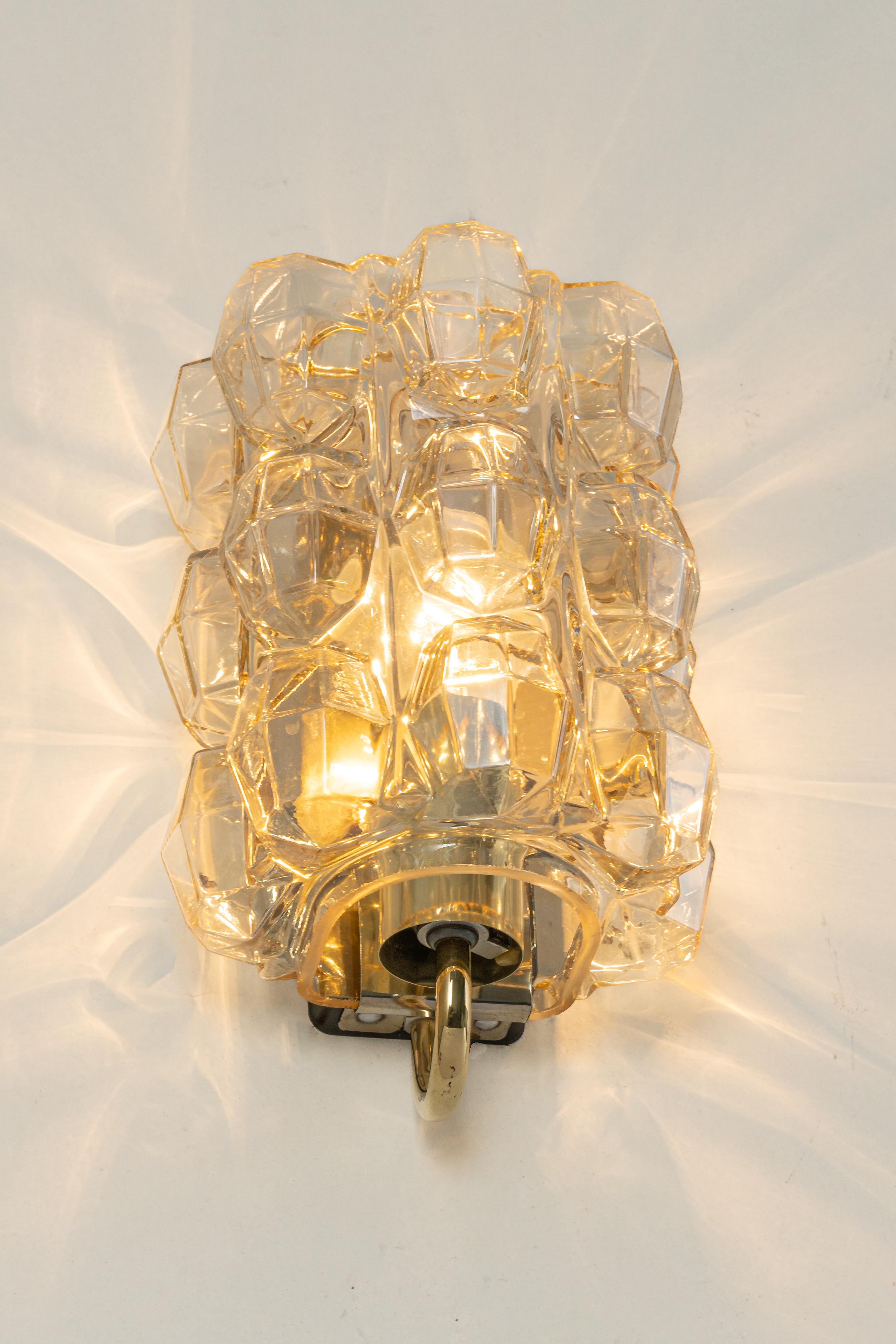 Large Amber Bubble Glass Sconce by Helena Tynell, Limburg, Germany For Sale 1