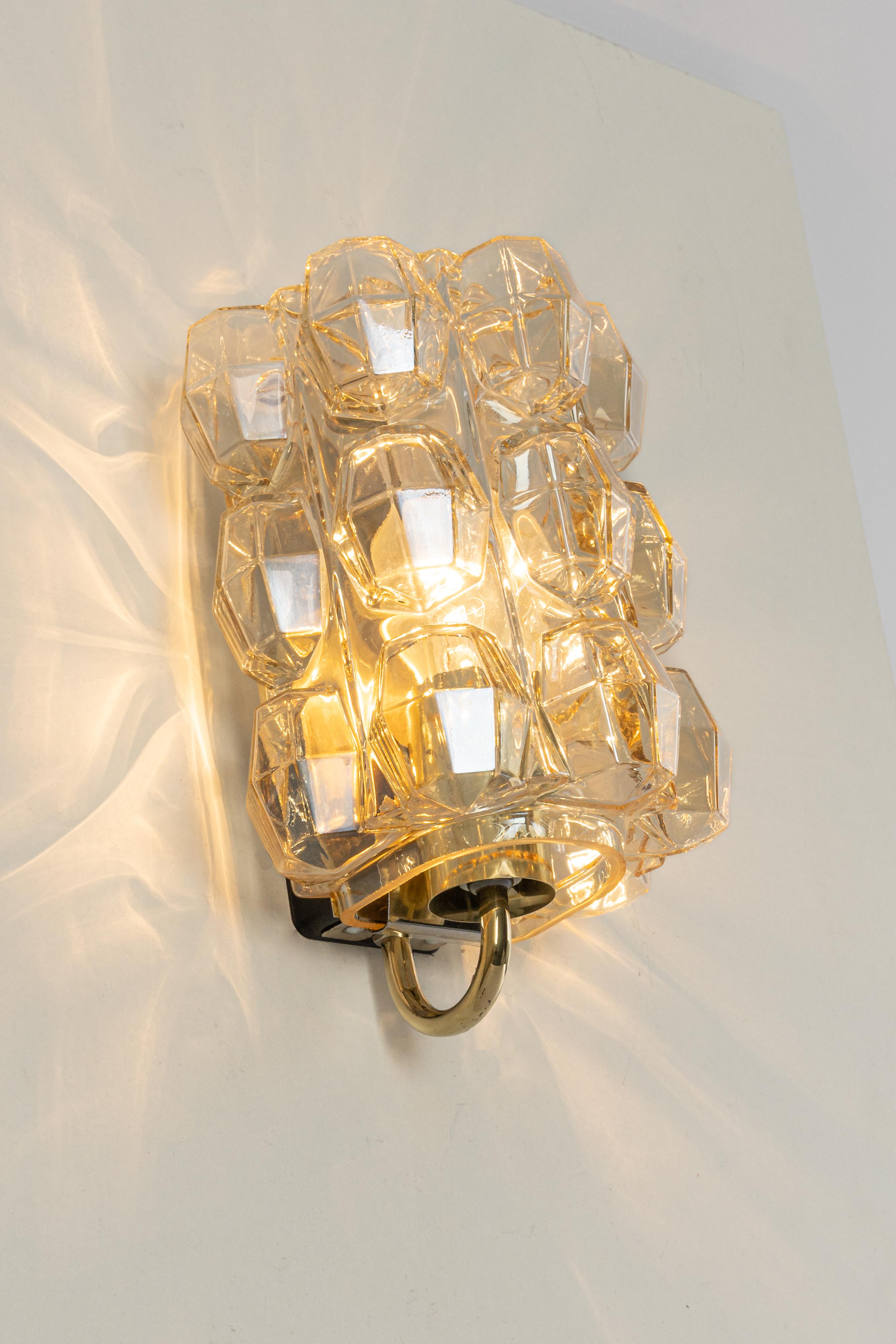 Large Amber Bubble Glass Sconce by Helena Tynell, Limburg, Germany For Sale 2