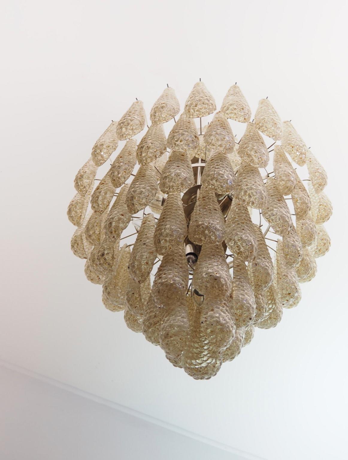 Grandi lampadari di Murano color ambra nello stile di Venini. In condizioni buone in vendita a Bromma, SE