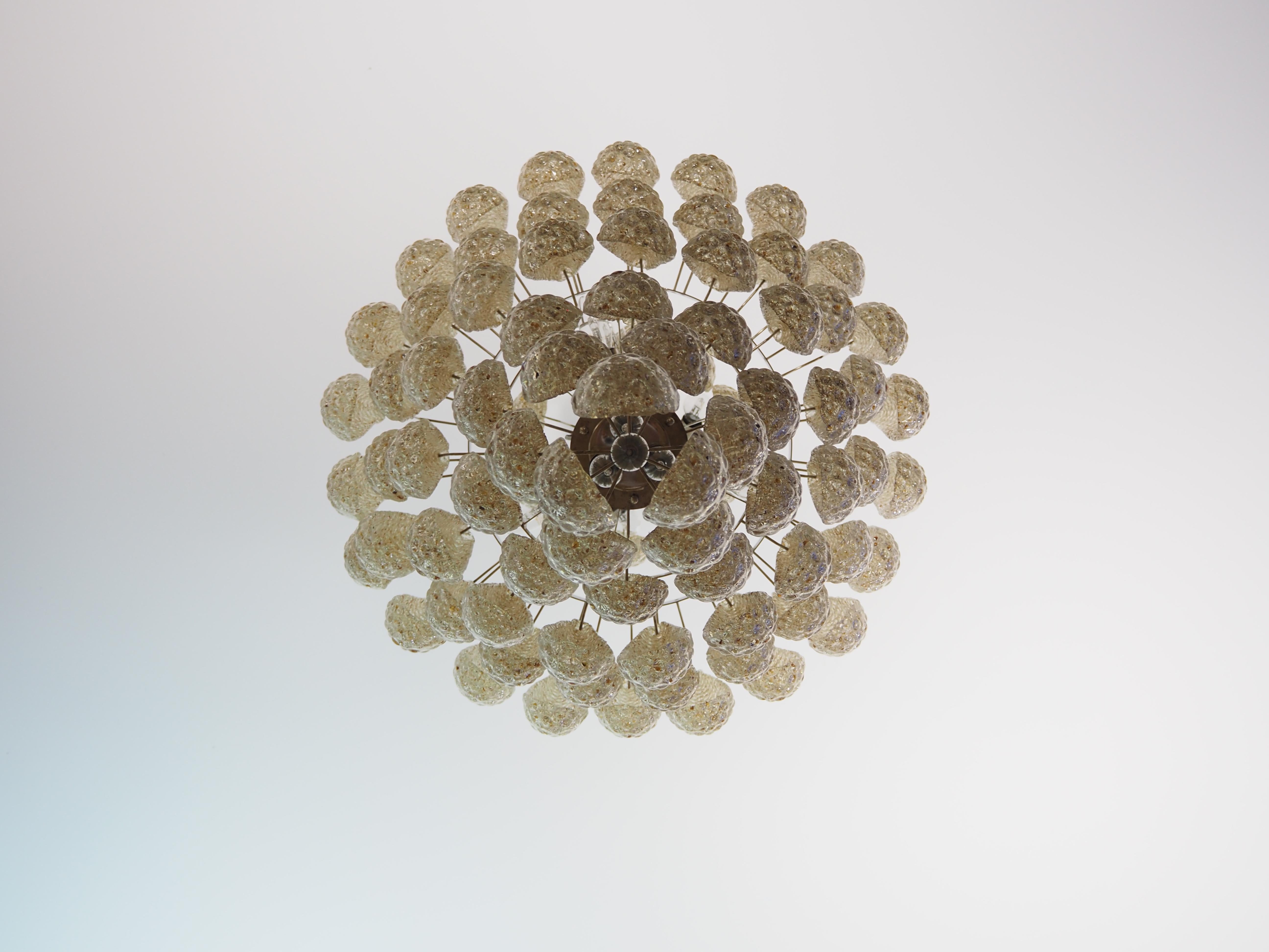 Fine XX secolo Grandi lampadari di Murano color ambra nello stile di Venini. in vendita