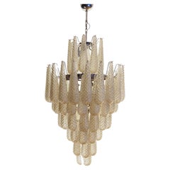Grands lustres de Murano de couleur ambre dans le style de Venini.