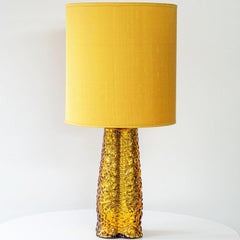 Large Amber Glass Lamp, Custom Made Yellow Lampshade by R. Houben