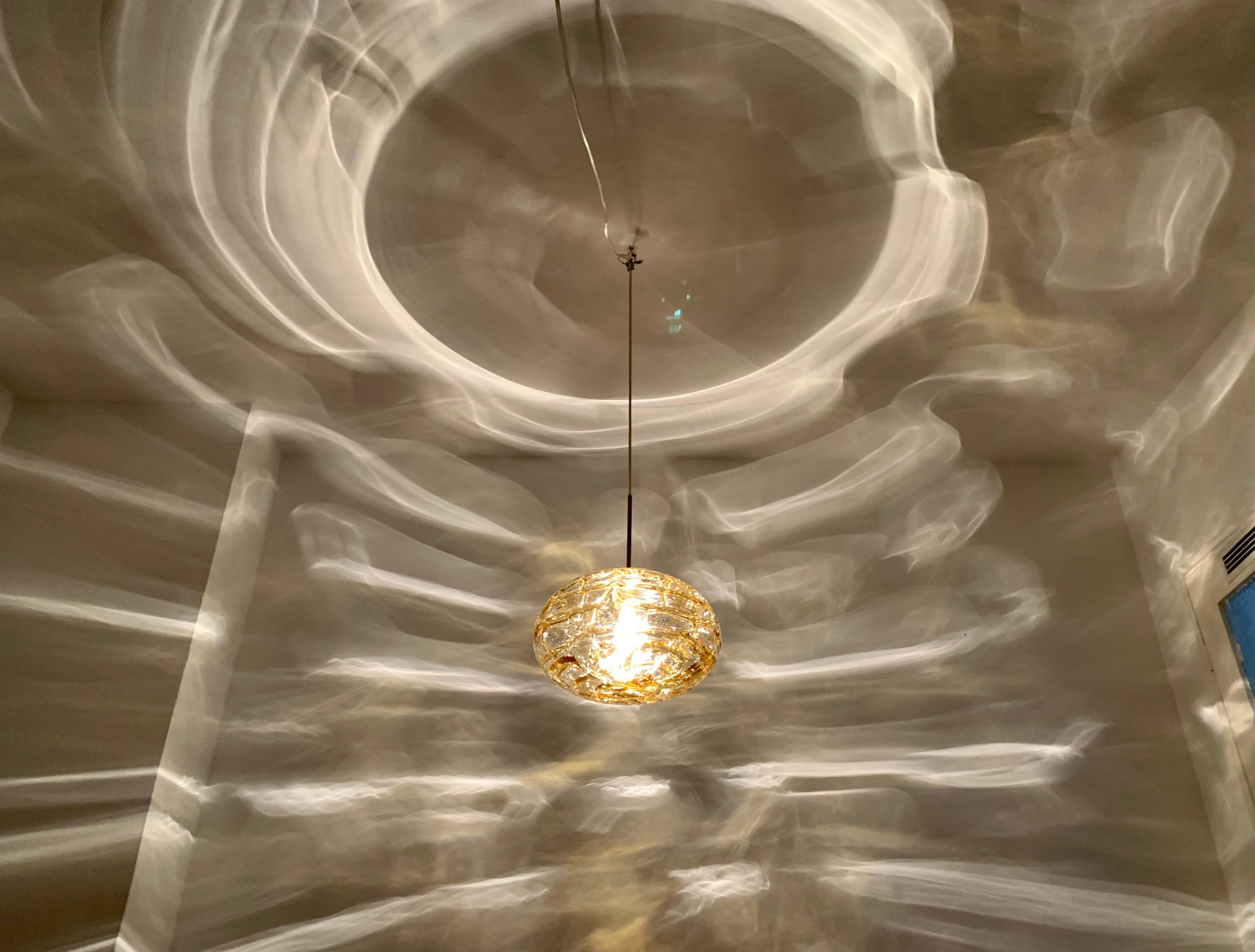 Large Amber Glass Pendant Lamp by Doria 3