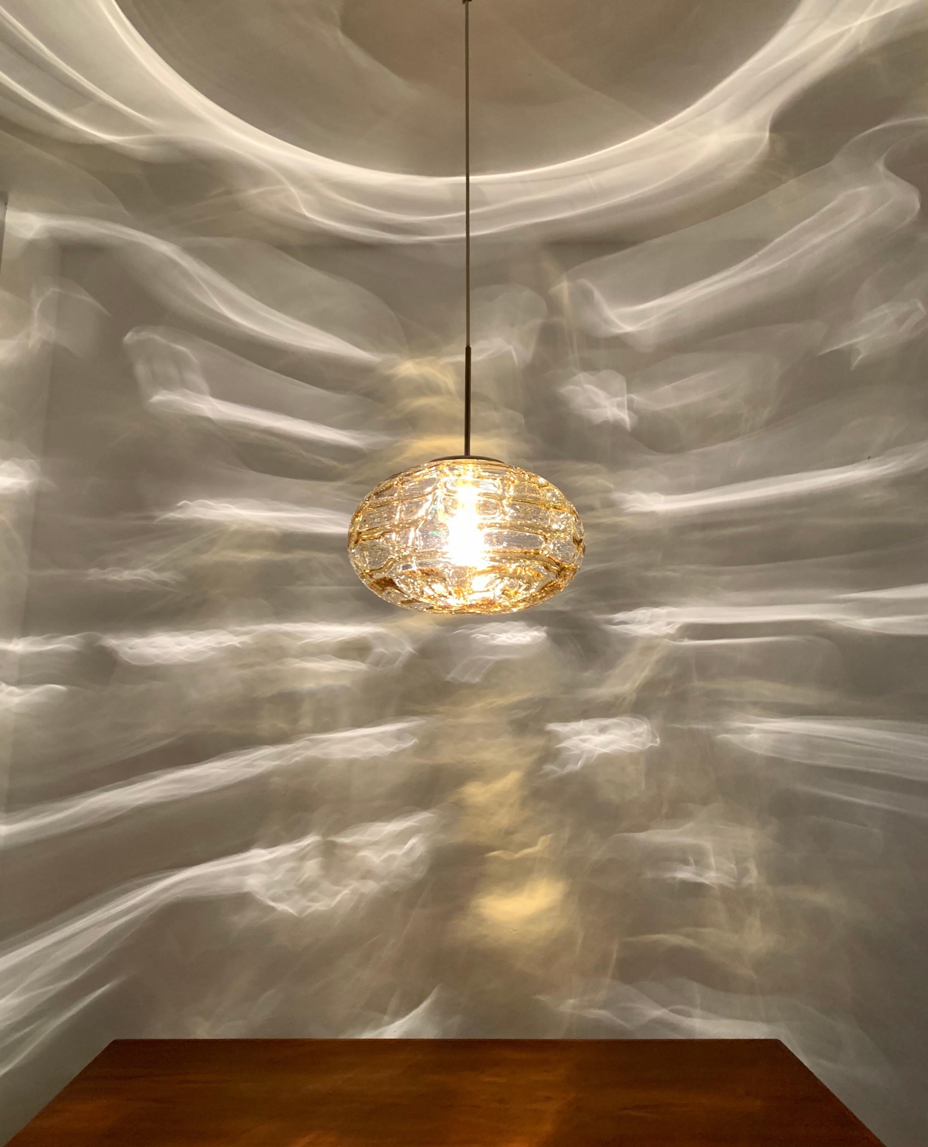 Large Amber Glass Pendant Lamp by Doria 4
