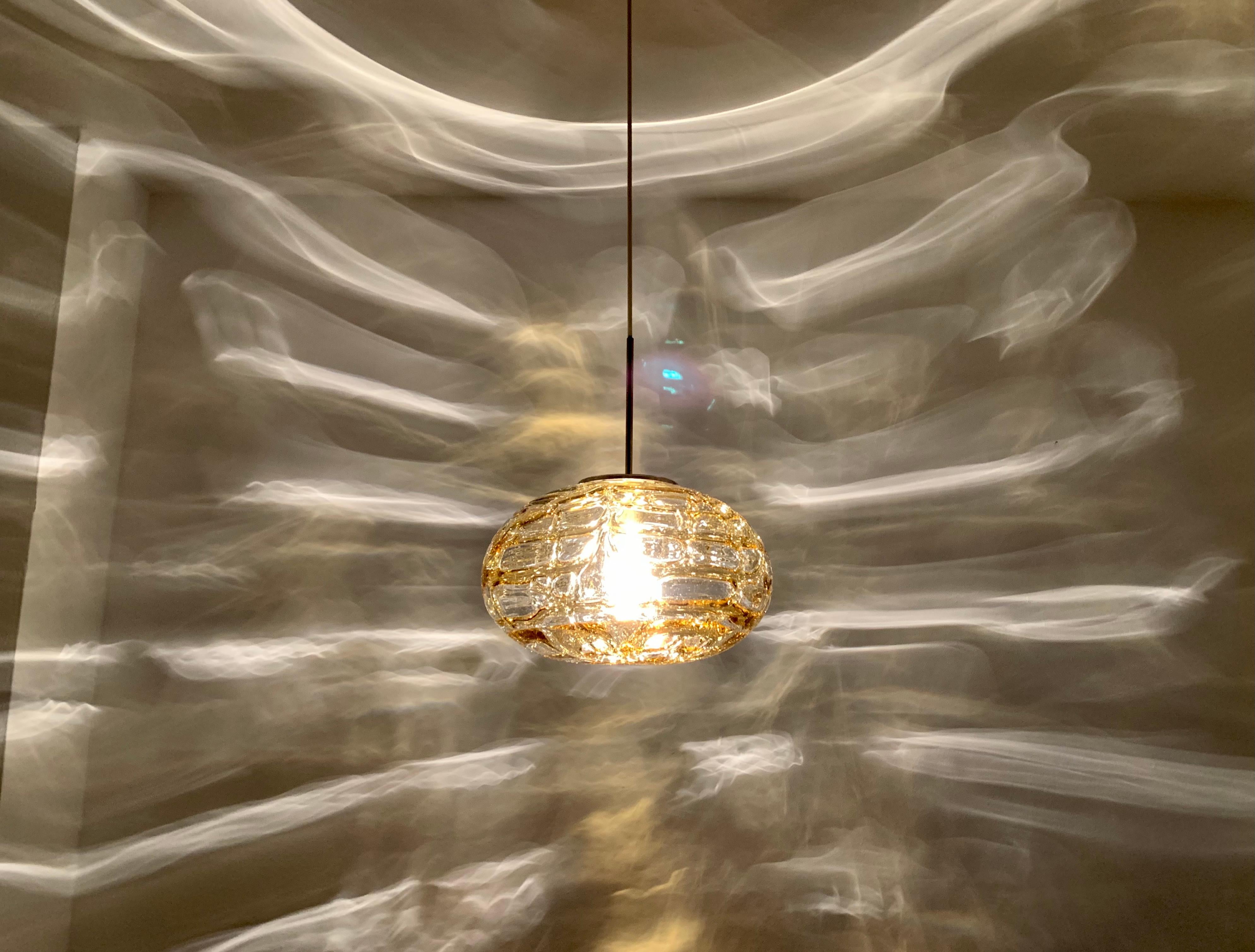 Large Amber Glass Pendant Lamp by Doria 1