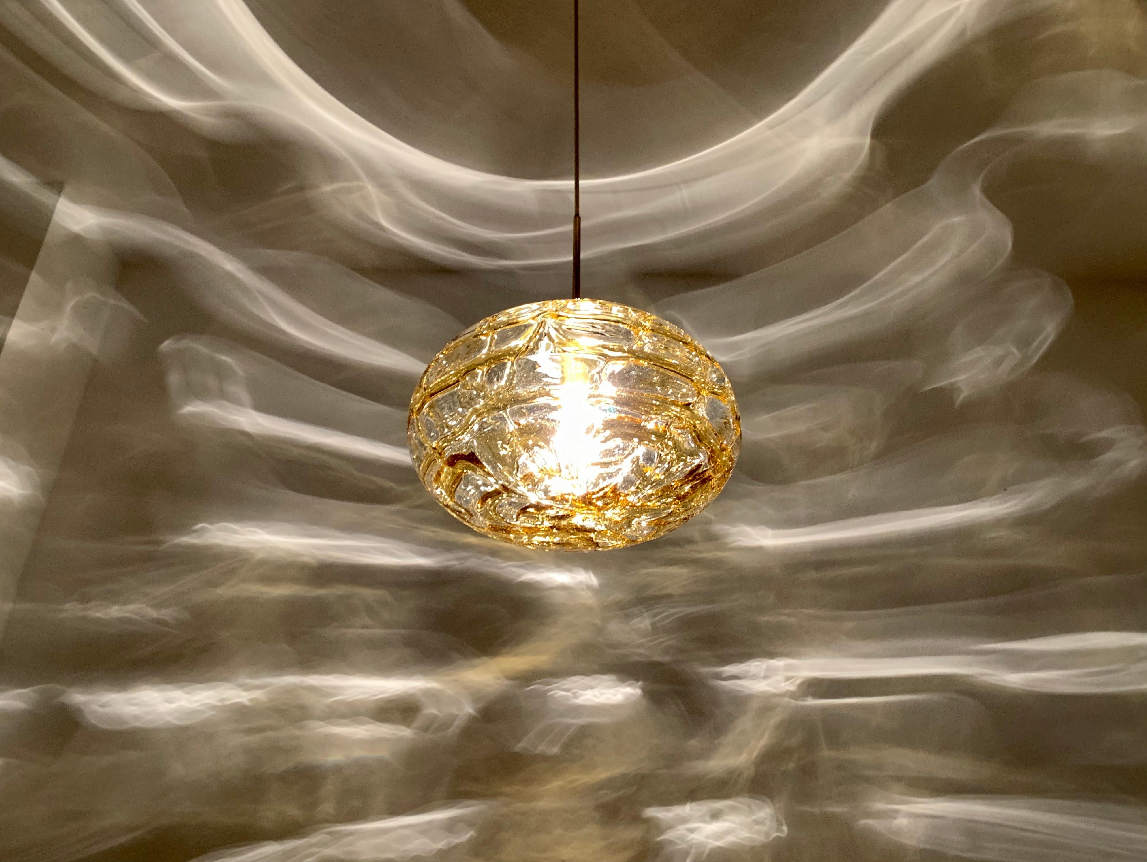 Large Amber Glass Pendant Lamp by Doria 2