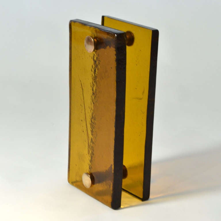 Mid-Century Modern Large Amber Glass Push and Pull Door Handle, 1960s French