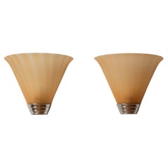 Large Amber Glass Sconces, 1930s