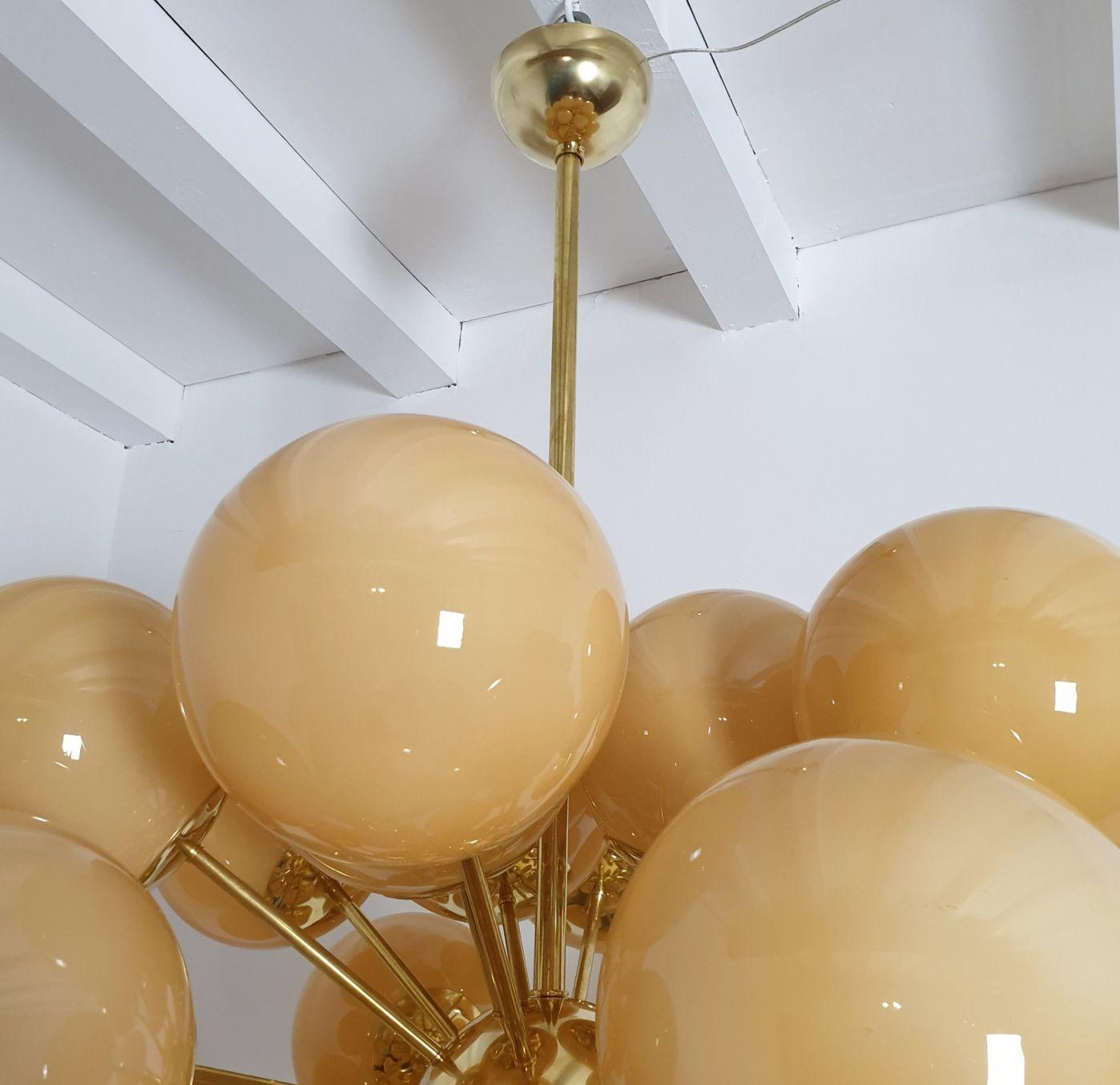 Large Amber glass Sputnik chandelier, Italy For Sale 3