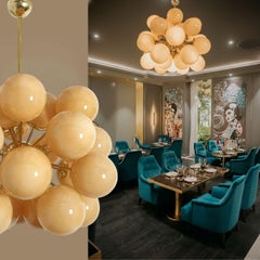 Large Amber glass Sputnik chandelier, Italy