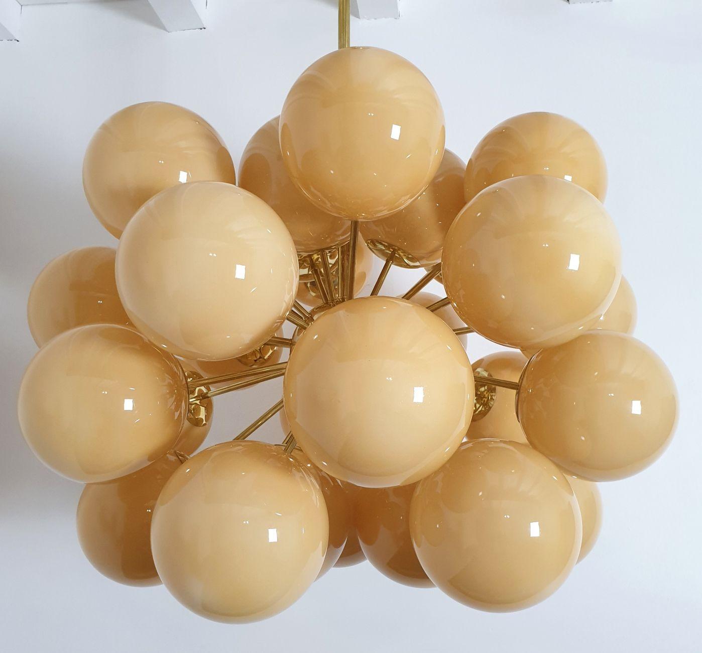 Late 20th Century Large Amber glass Sputnik chandelier, Italy For Sale