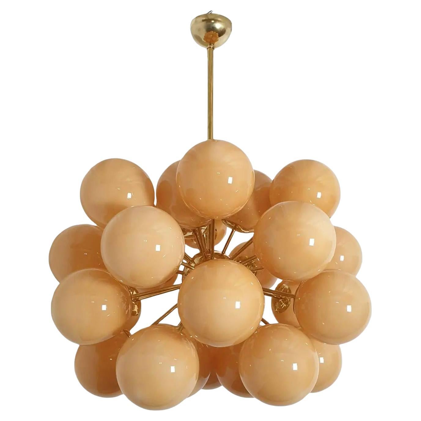 Large Amber glass Sputnik chandelier, Italy For Sale