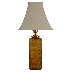 Large Amber Glass Table Lamp by Gustav Leek for Orrefors, 1960s