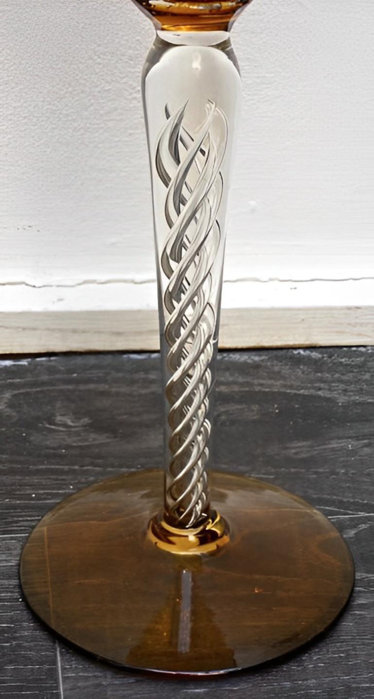 Large Amber Glass with Swirl Stem circa 1960s In Good Condition For Sale In London, GB