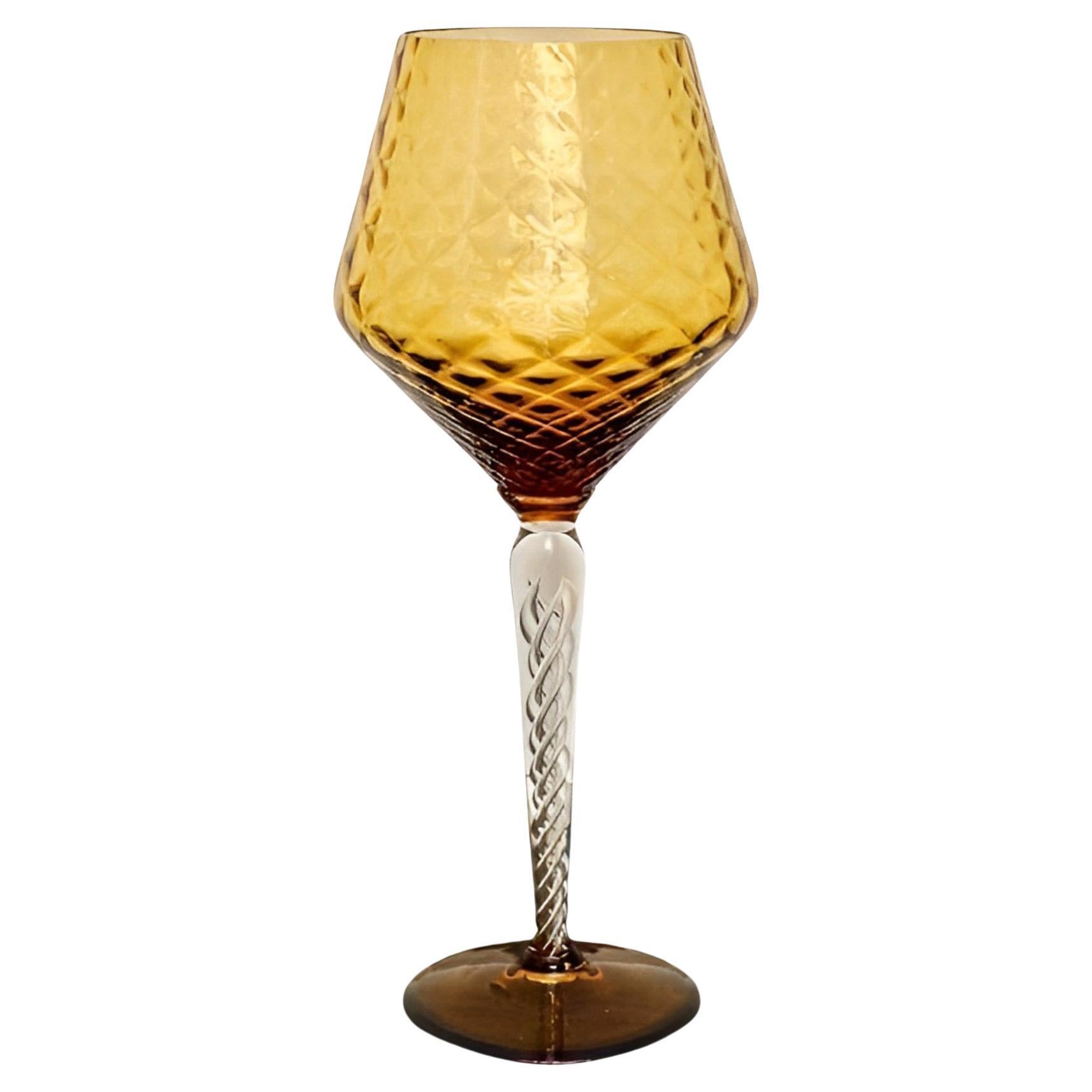 Large Amber Glass with Swirl Stem circa 1960s For Sale