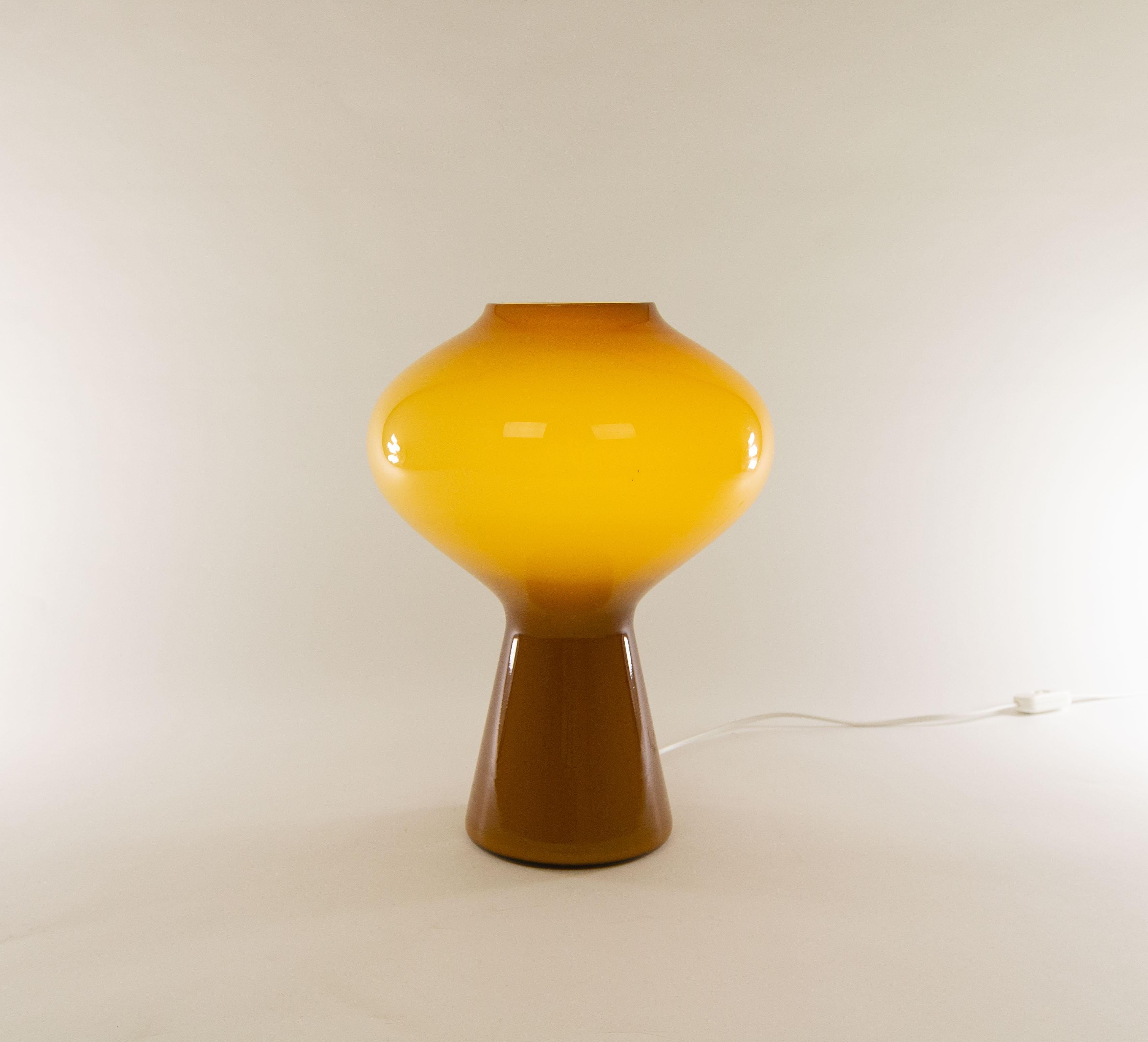 Mid-Century Modern Large Amber Hand Blown Fungo Table Lamp by Massimo Vignelli for Venini, 1950s
