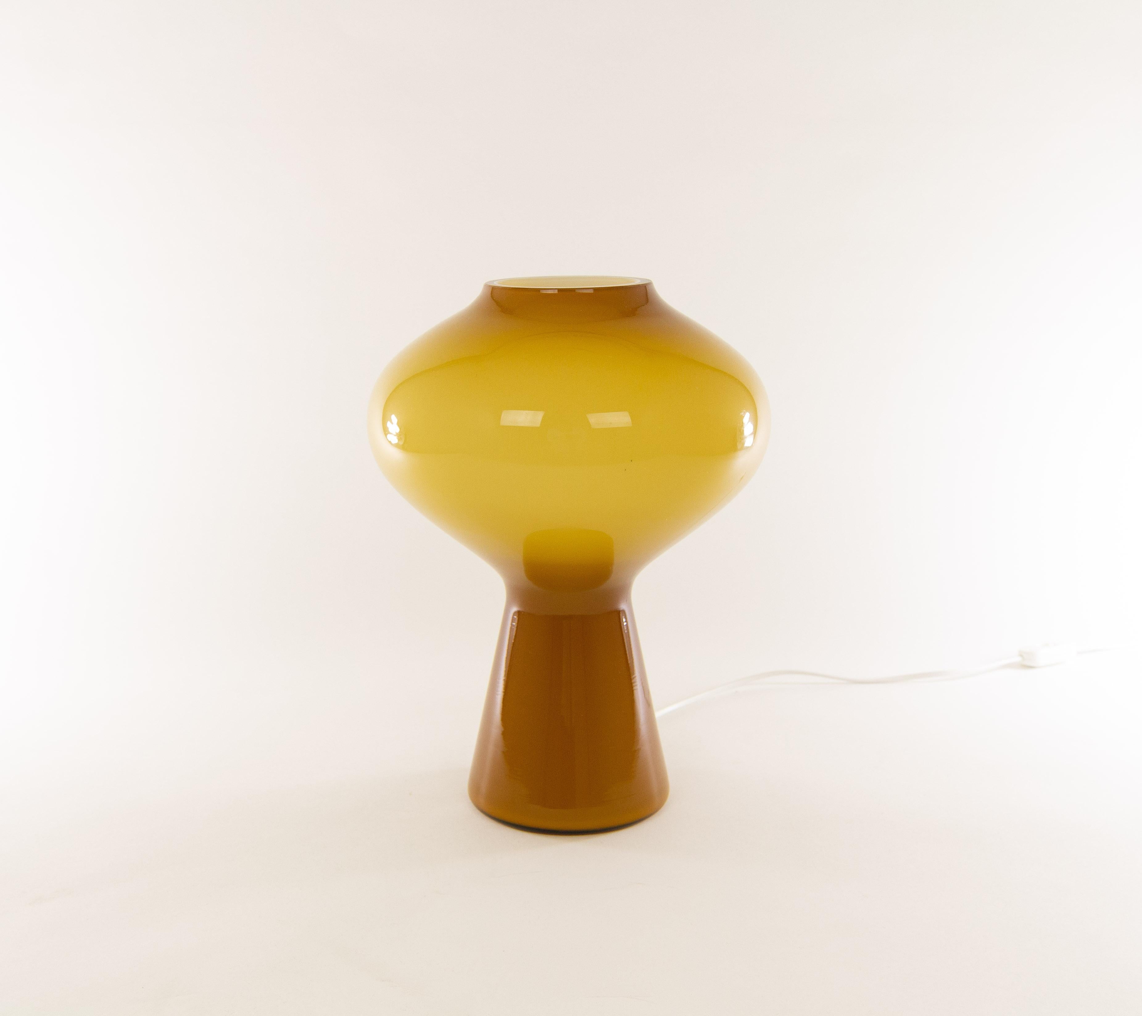 Mid-20th Century Large Amber Hand Blown Fungo Table Lamp by Massimo Vignelli for Venini, 1950s
