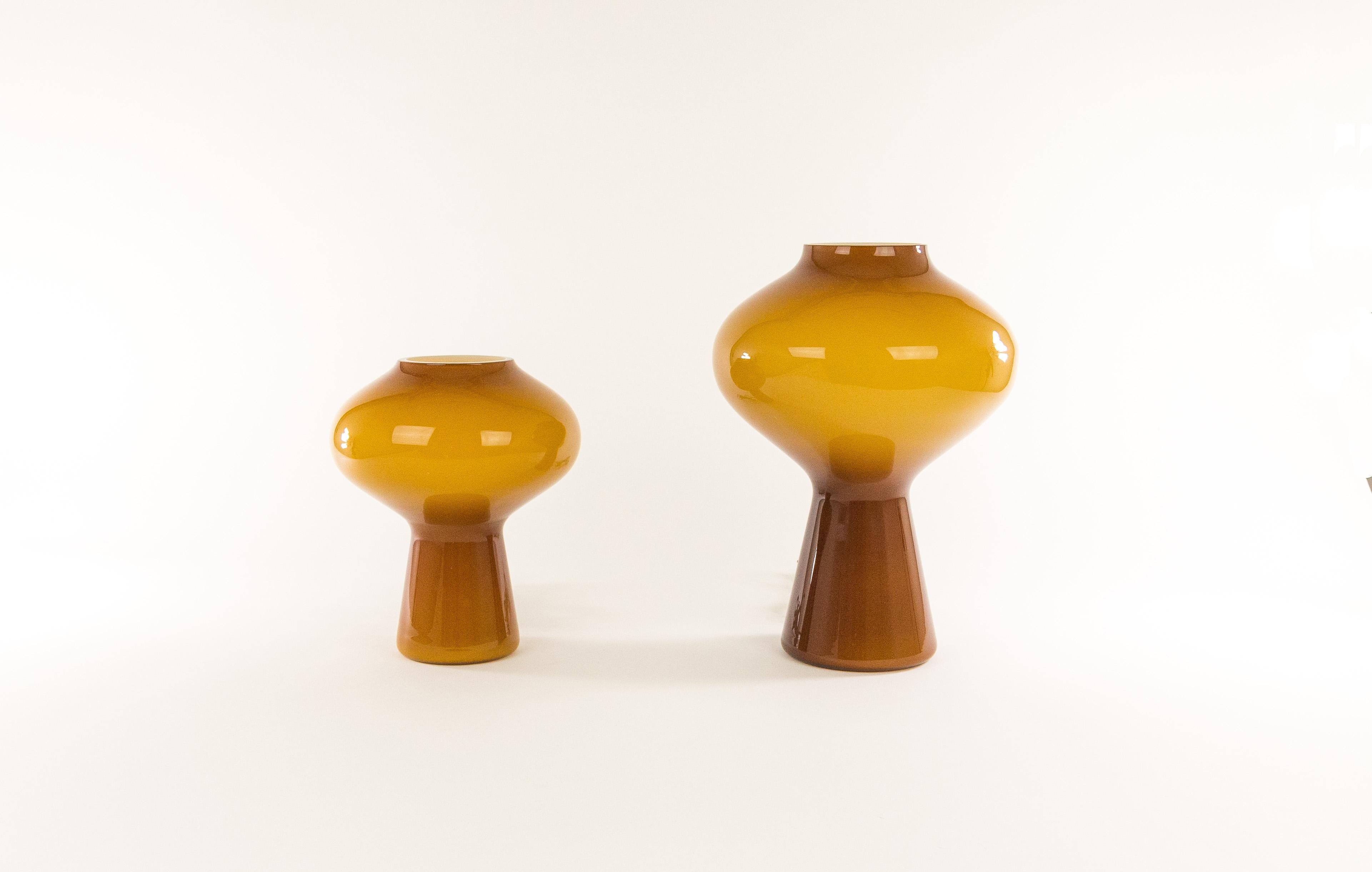 Murano Glass Large Amber Hand Blown Fungo Table Lamp by Massimo Vignelli for Venini, 1950s