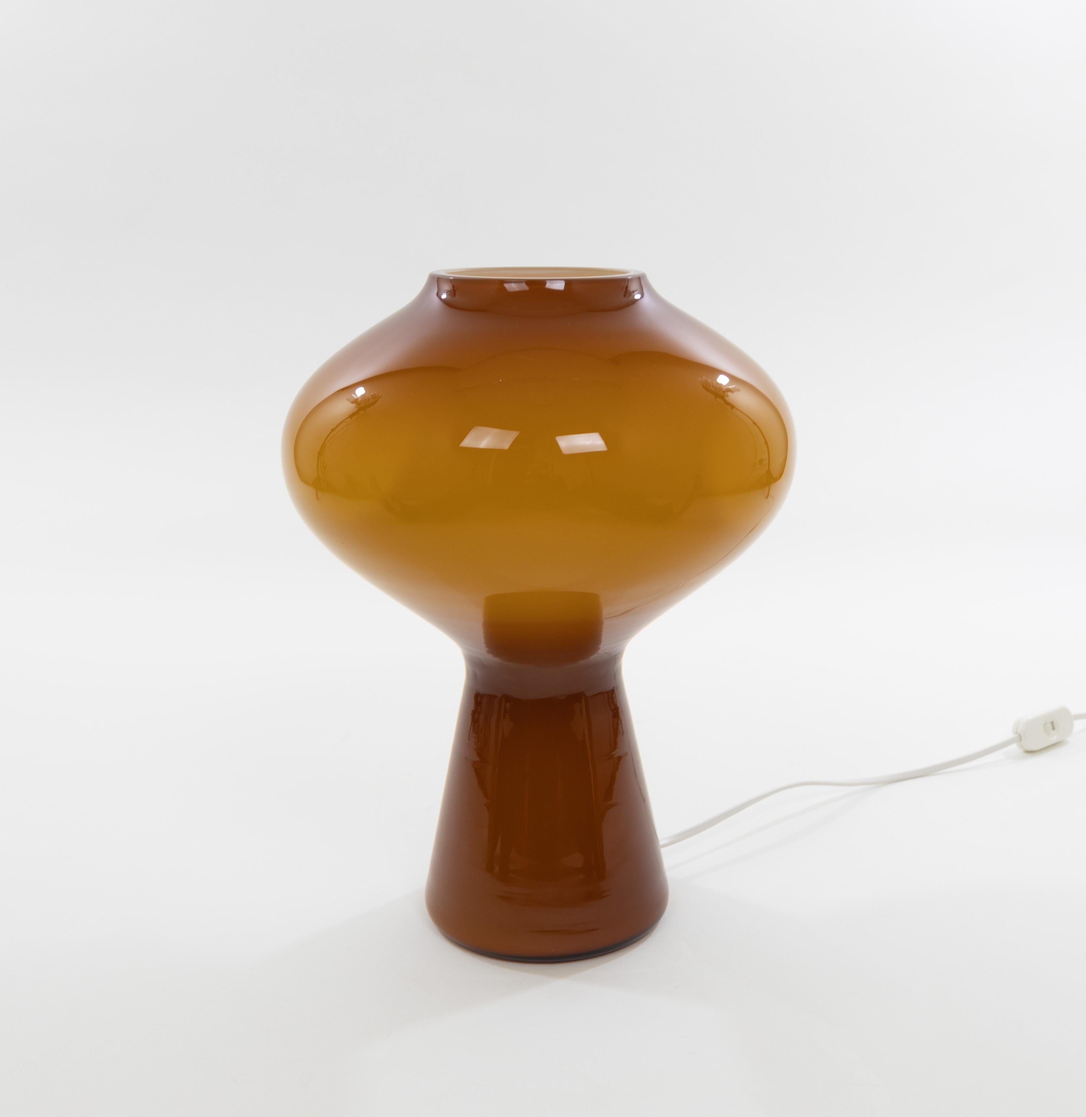 Murano Glass Large Amber Hand Blown Fungo Table Lamp by Massimo Vignelli for Venini, 1950s