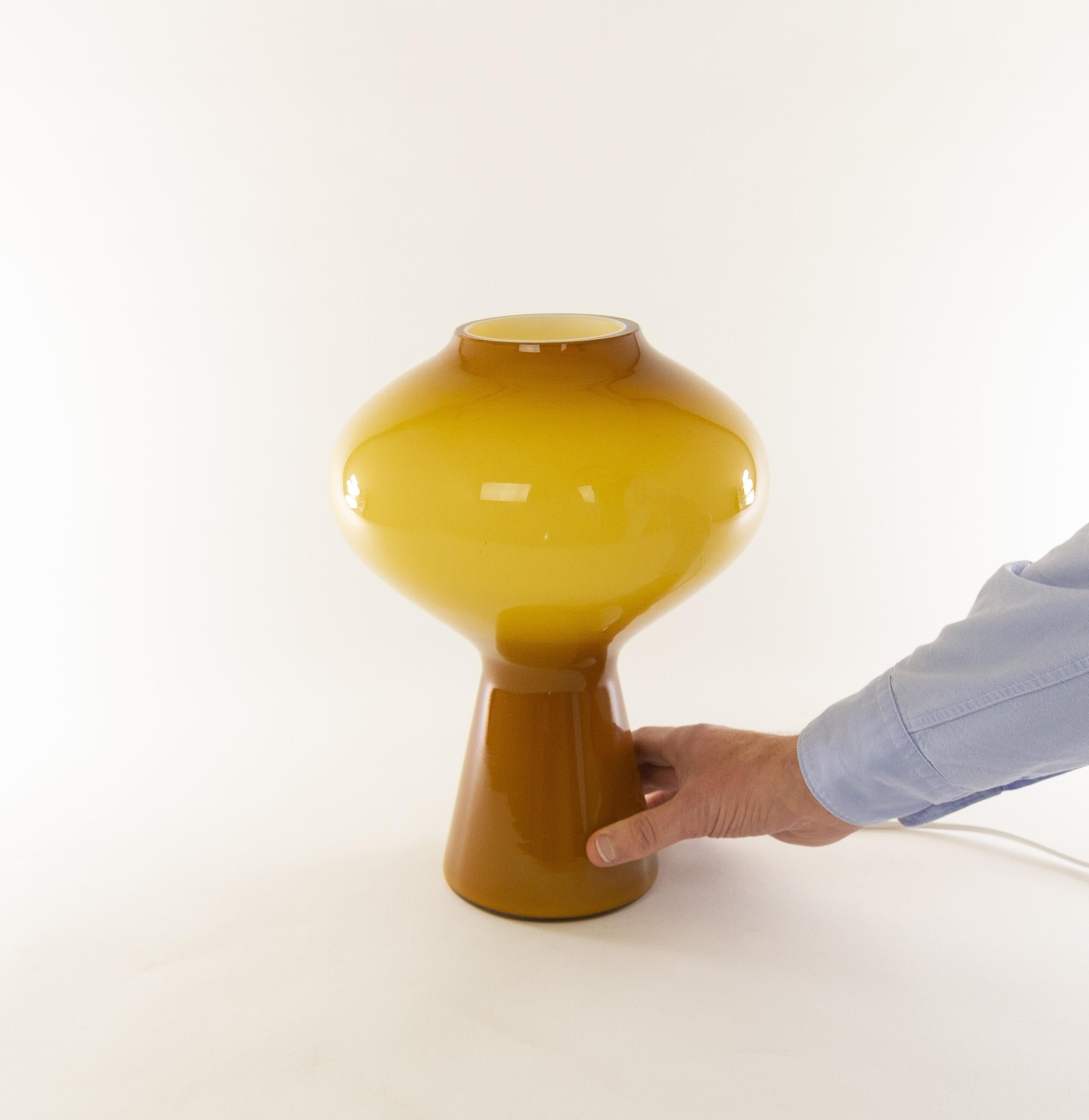 Large Amber Hand Blown Fungo Table Lamp by Massimo Vignelli for Venini, 1950s 1