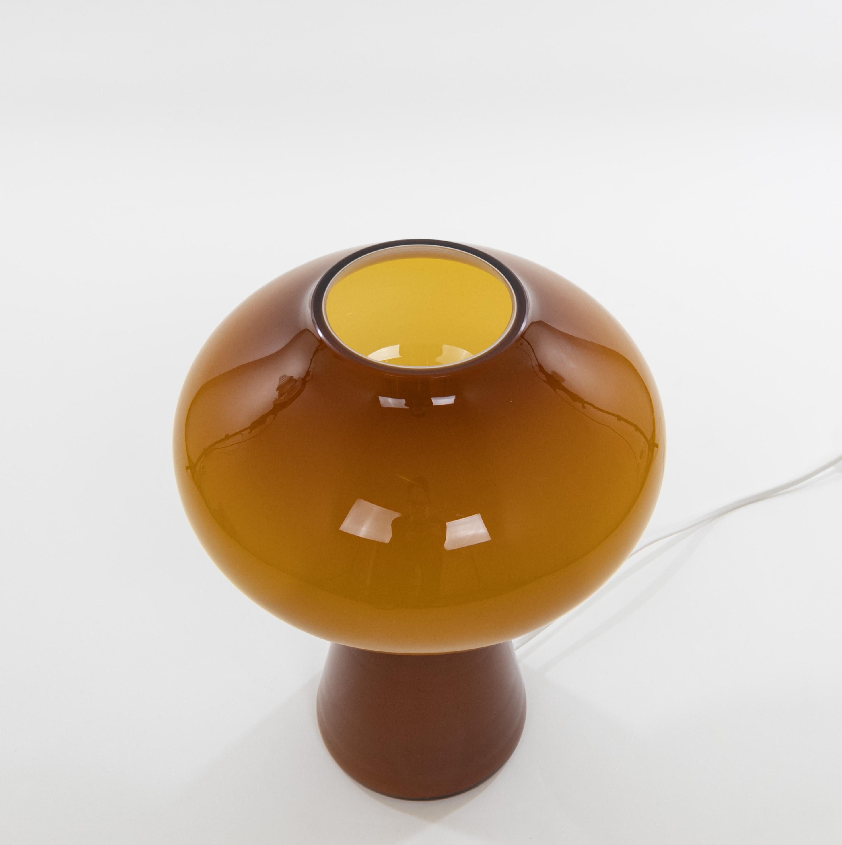 Large Amber Hand Blown Fungo Table Lamp by Massimo Vignelli for Venini, 1950s 2
