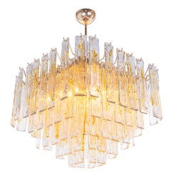 Amber Murano 24" Lava Chandelier Glass & Brass by La Murrina, Italy 1970s
