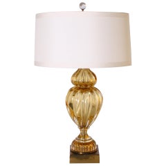 Vintage Large Amber Murano Lamp on Original Base, circa 1960