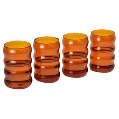 Large Amber Ripple Cup Set