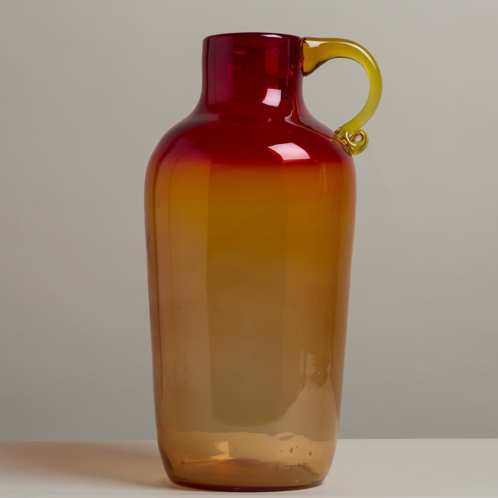 Mid-20th Century Large Amberina Blown Glass Jug in the Manner of Blenko, 1960s