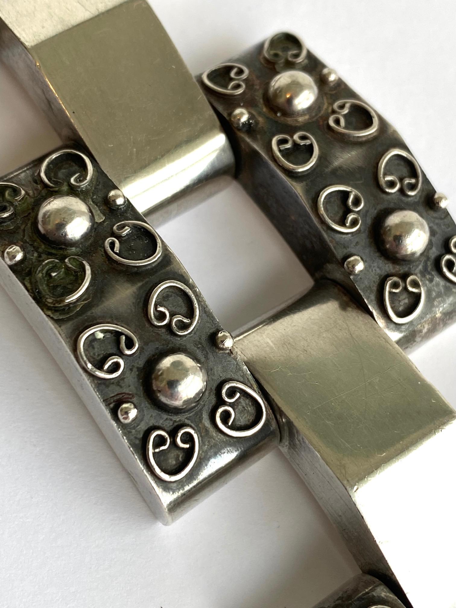 Large Ambriz Mexico Sterling Fred Davis 1940s Bracelet 4