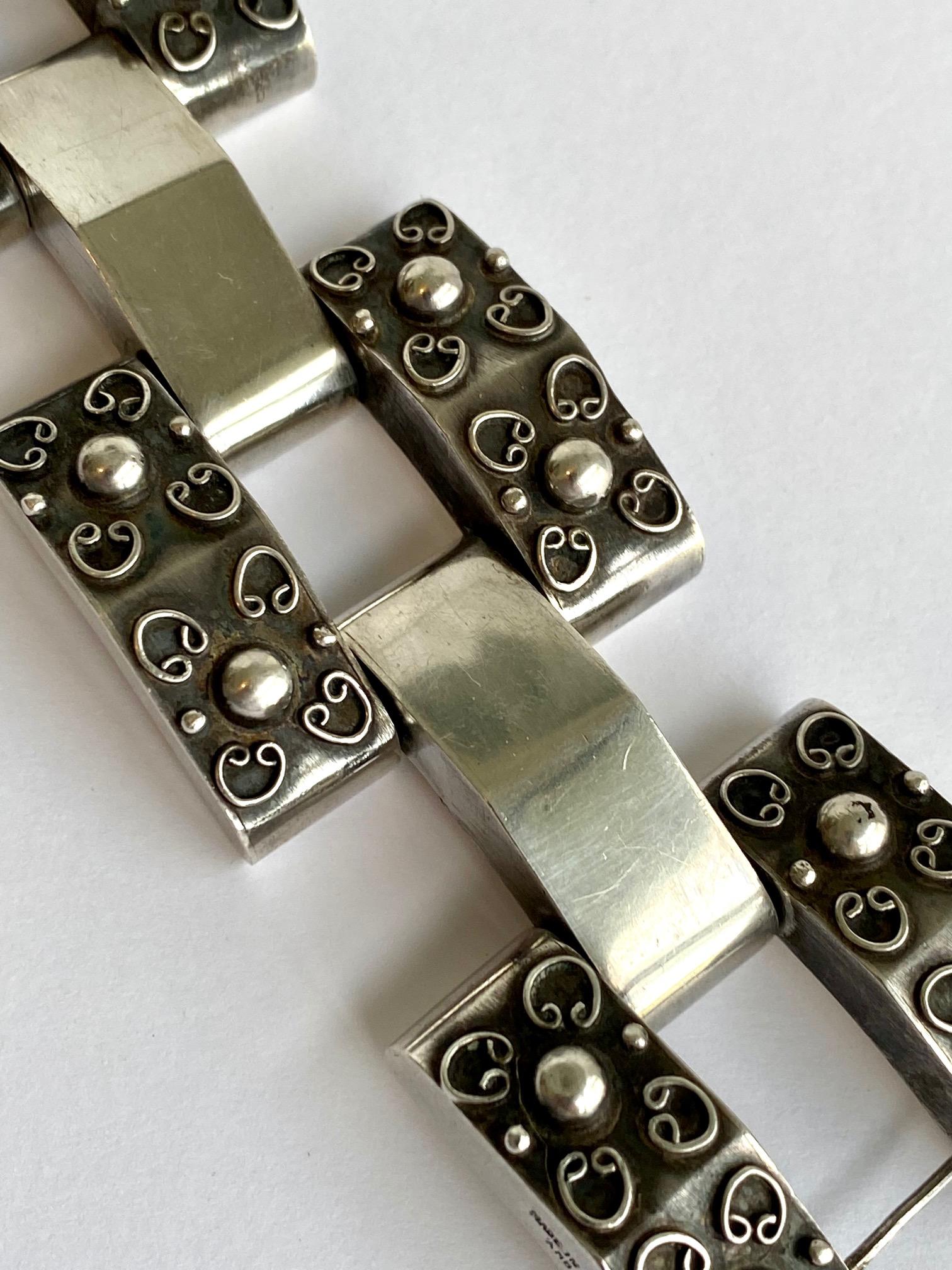 Large Ambriz Mexico Sterling Fred Davis 1940s Bracelet 5