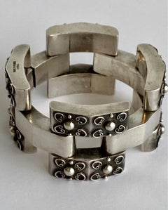 Large Ambriz Mexico Sterling Fred Davis 1940s Bracelet