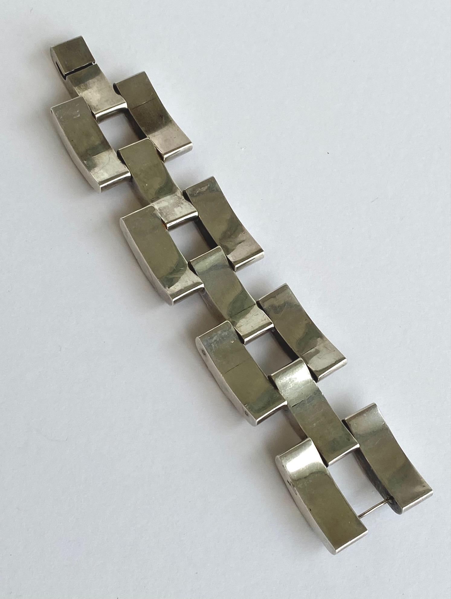 Women's or Men's Large Ambriz Mexico Sterling Fred Davis 1940s Bracelet